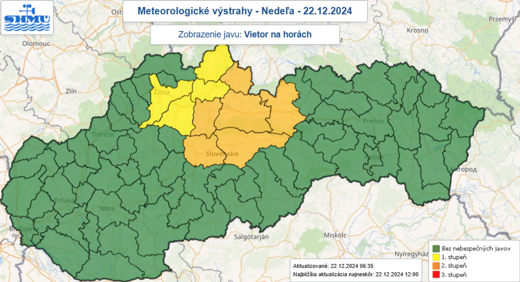 Aktuálne výstrahy pred vetrom na horách.