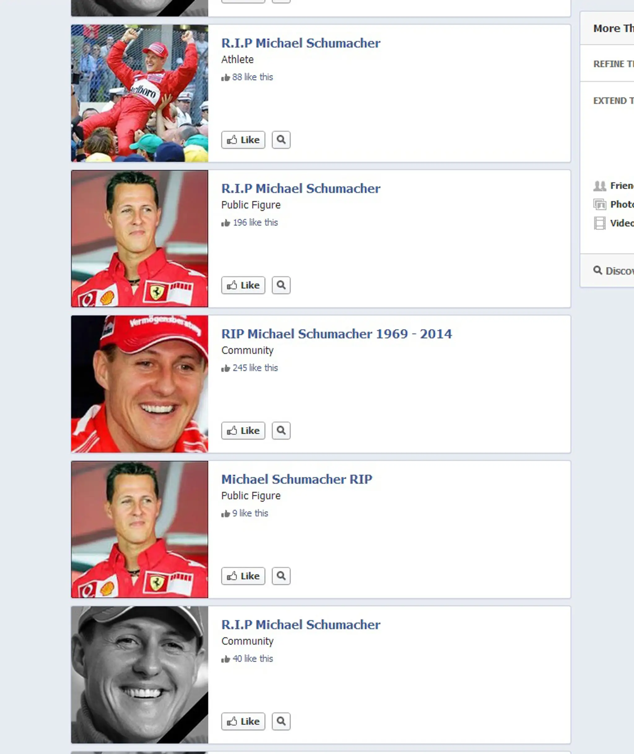 R.I.P. Michael Schumacher na Faceboku