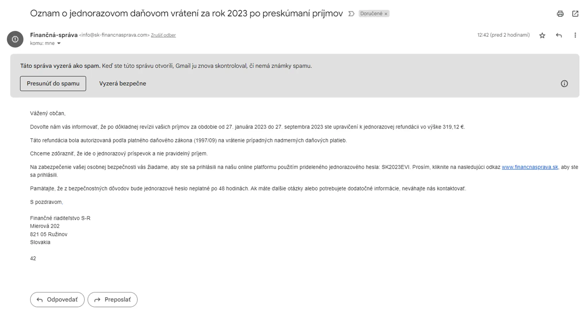 Podvodný mail
