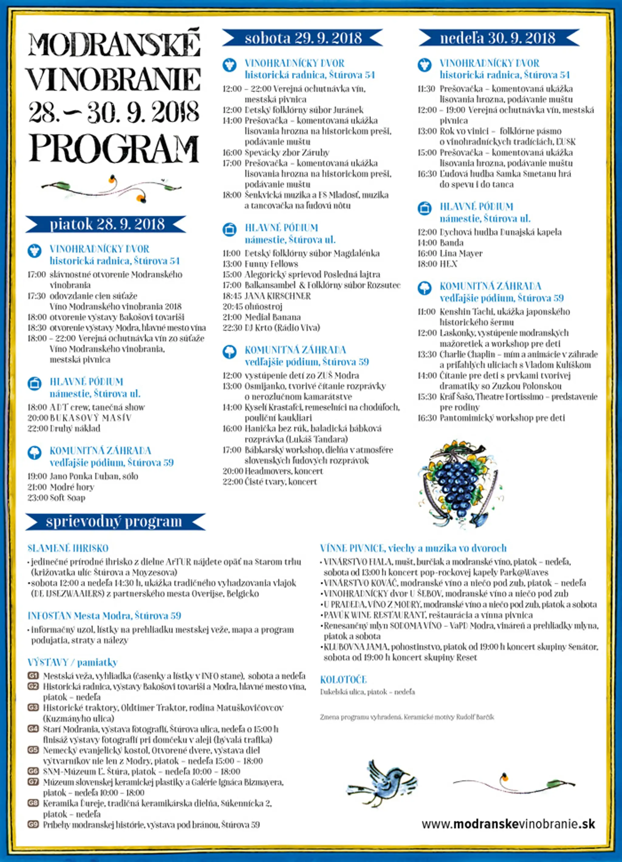 Program Modranského vinobrania 2018.