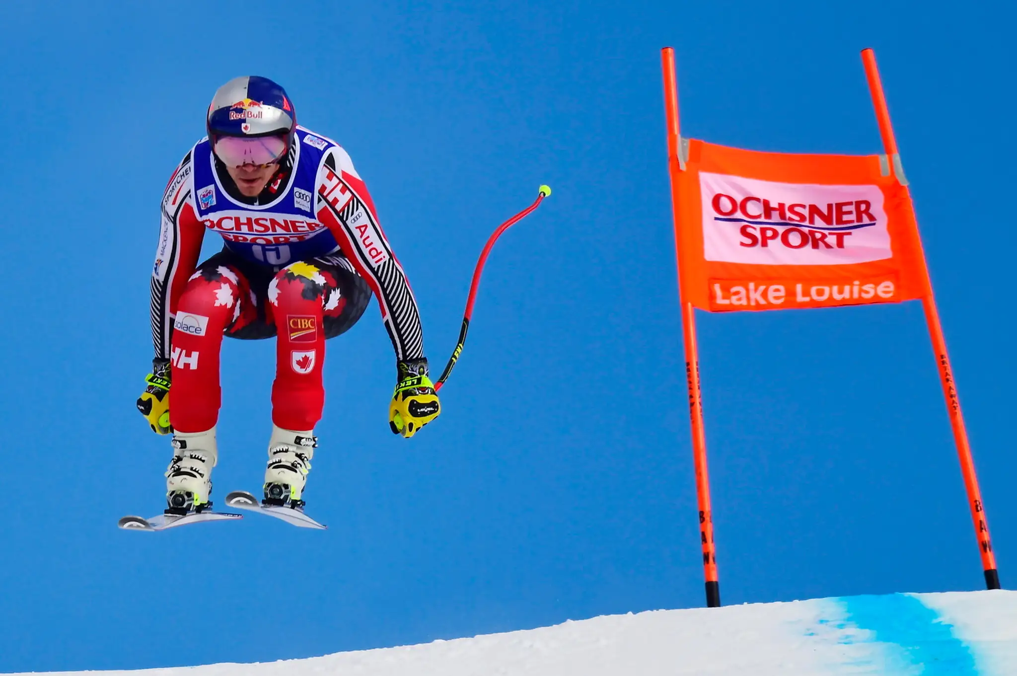 Erik Guay počas tréningu zjazdu v Lake Louise.