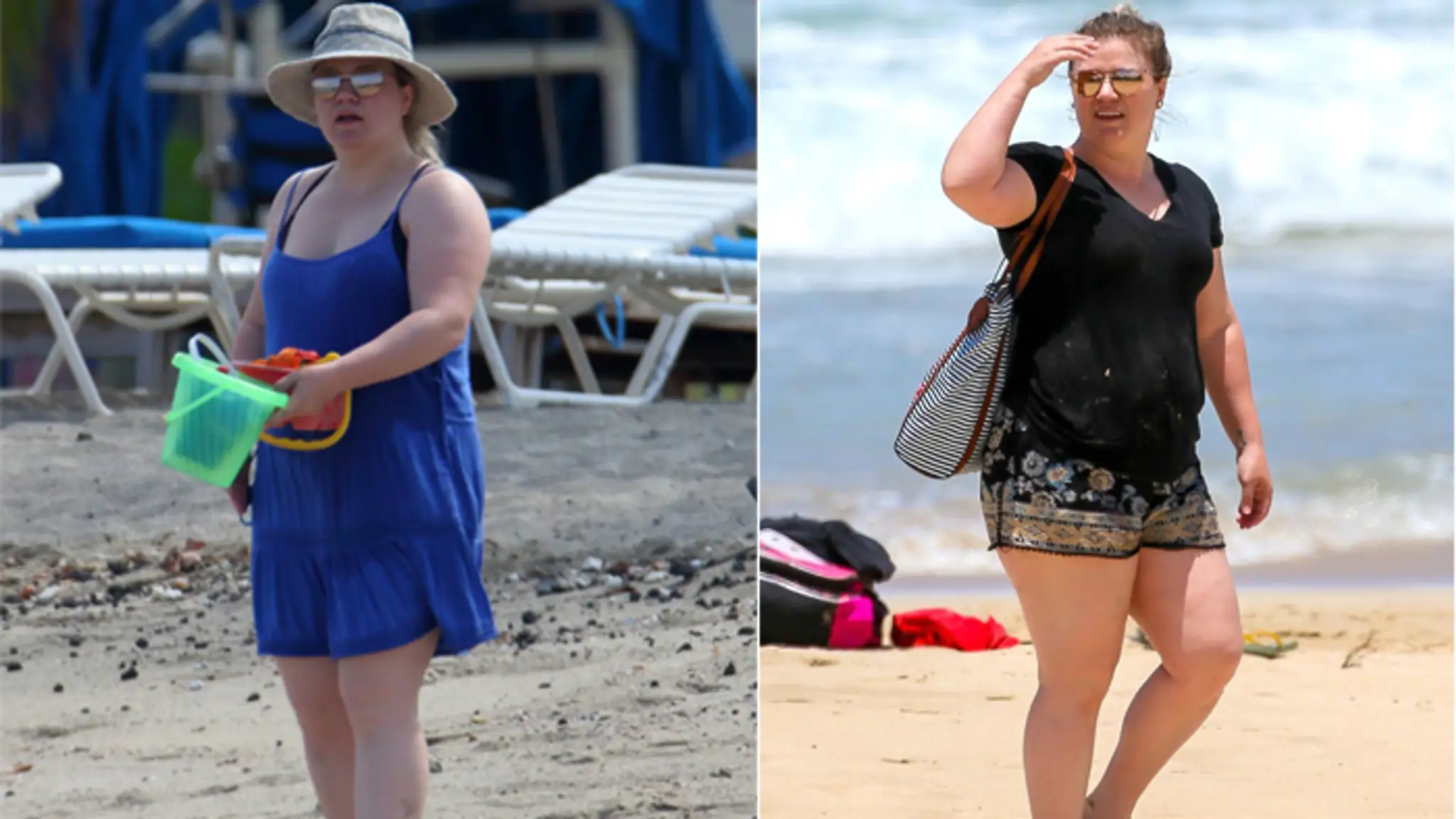 Kelly Clarkson na pláži.