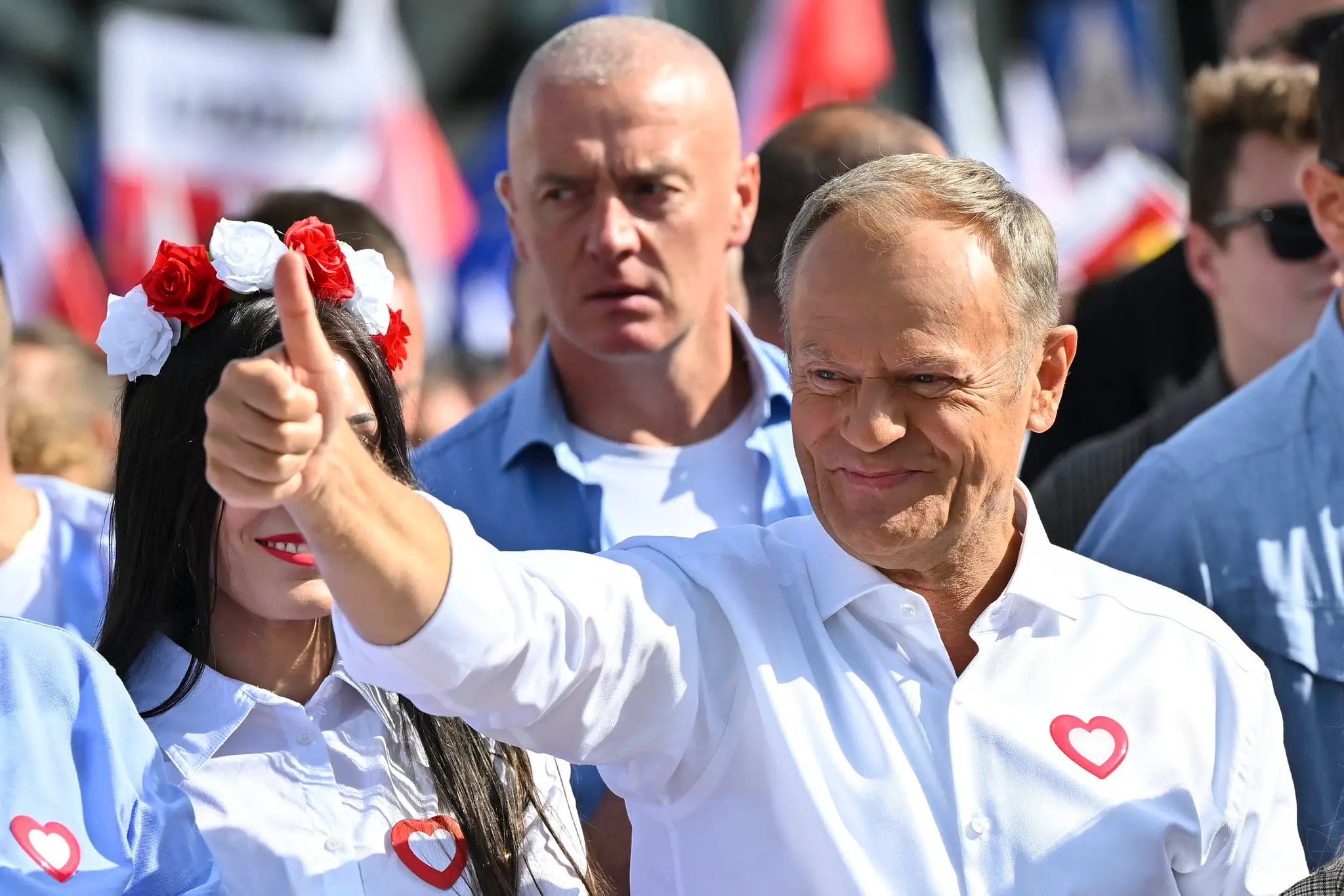 Donald Tusk počas protivládnej demonštrácie v centre Varšavy