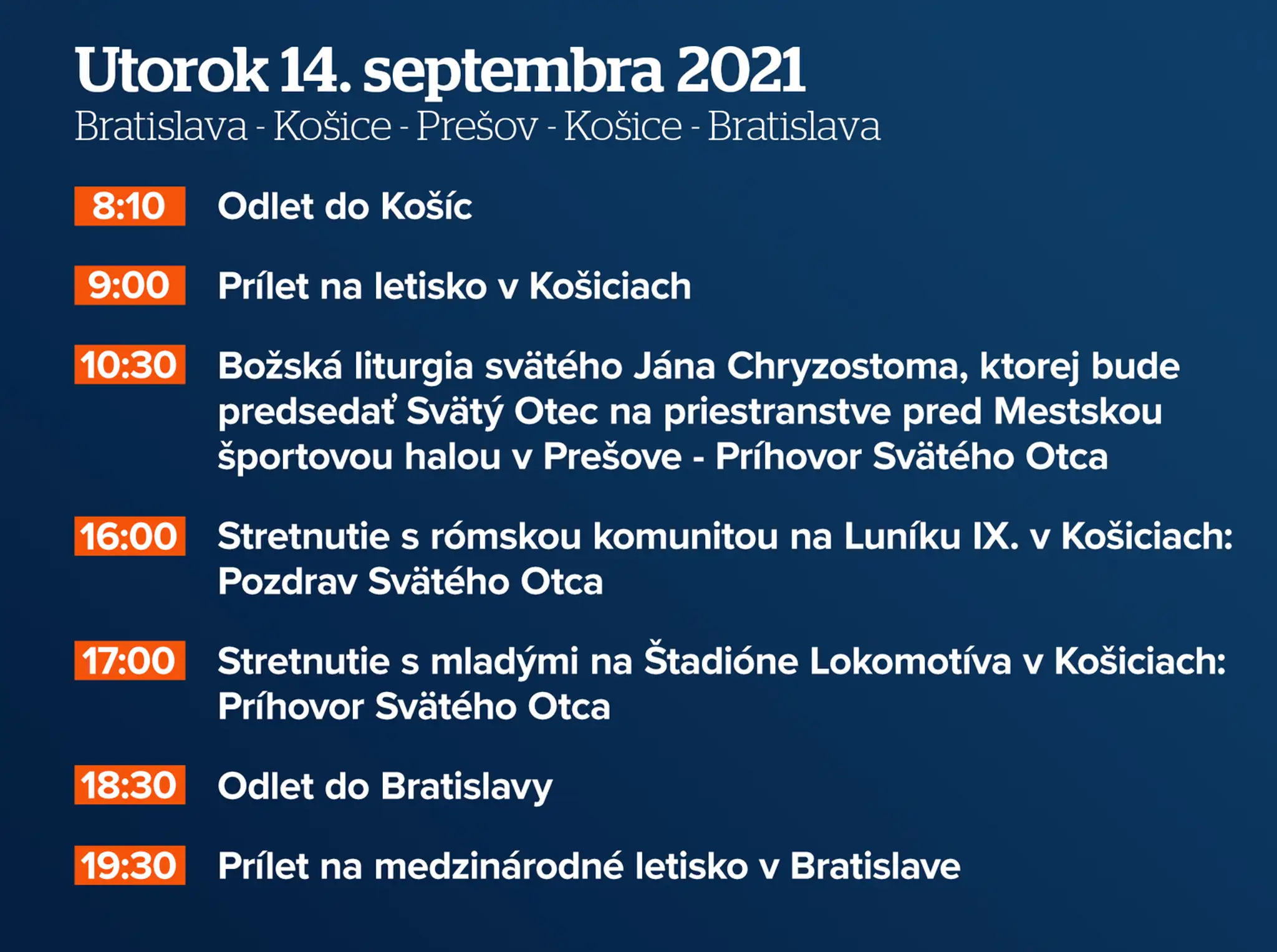 Program na utorok.