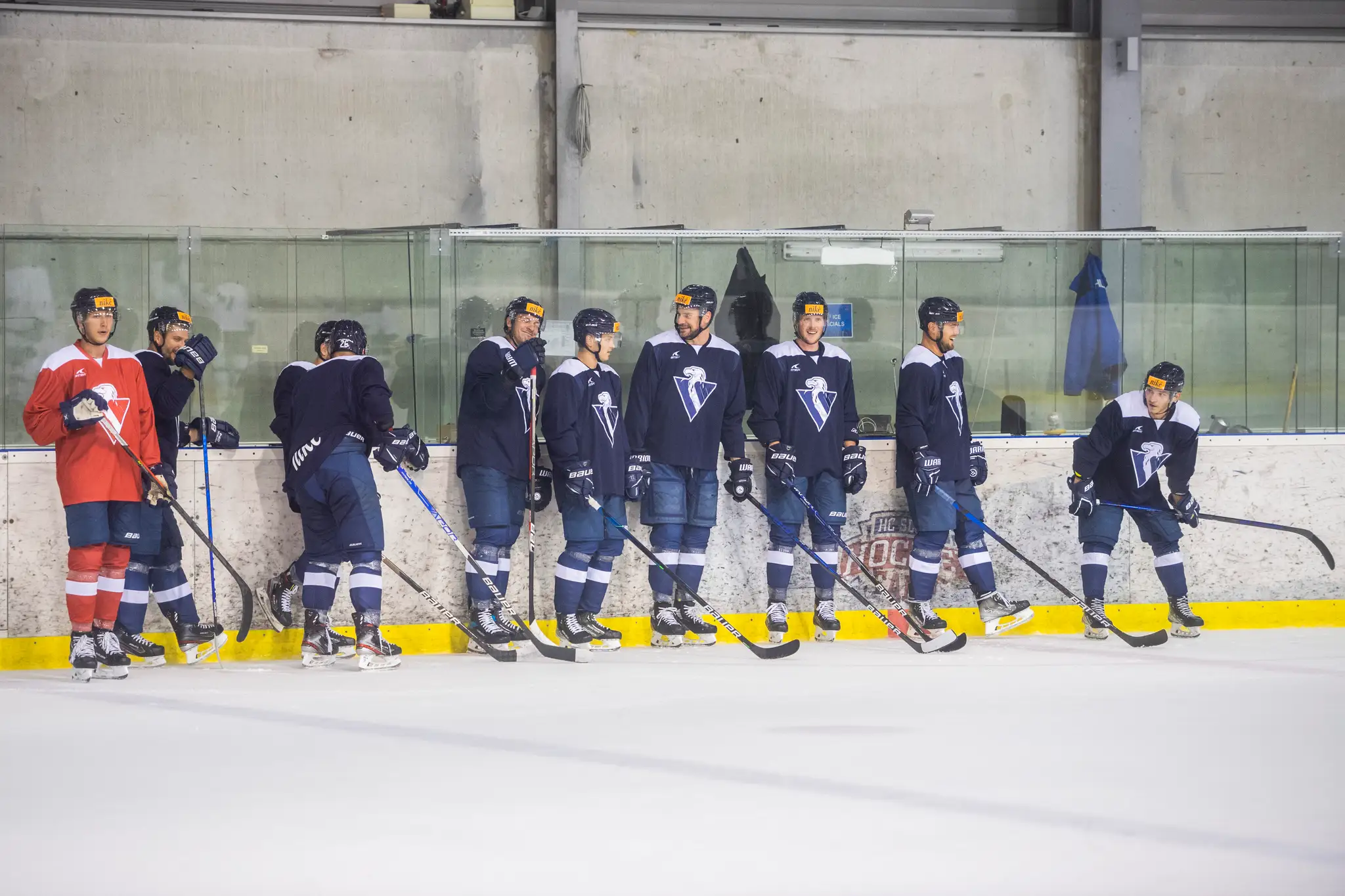 Hokejisti HC Slovan Bratislava počas tréningu v rámci hlavnej fázy prípravy na novú sezónu.