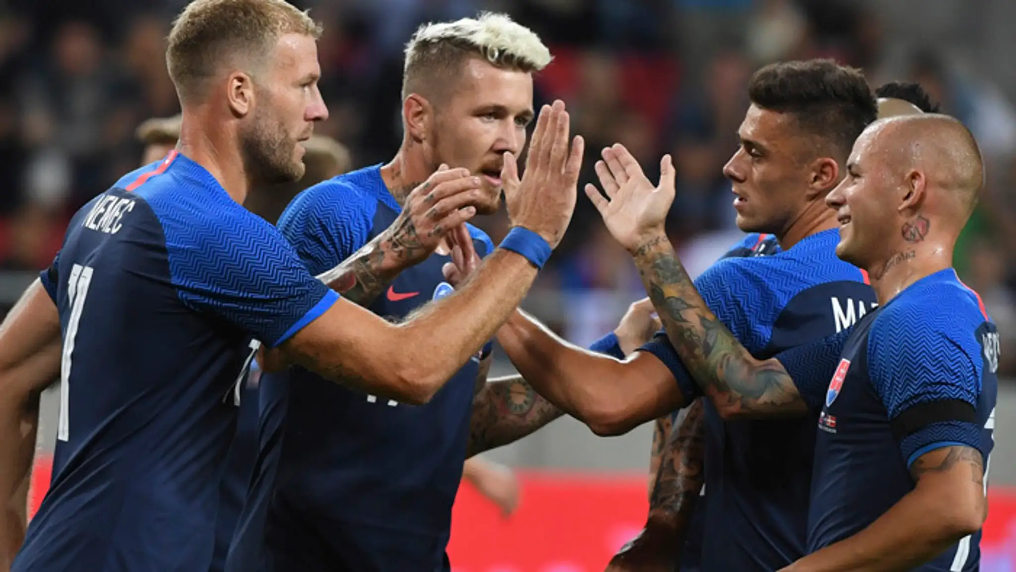 Gólová radosť Slovákov v prípravnom zápase Slovensko - Dánsko. 
