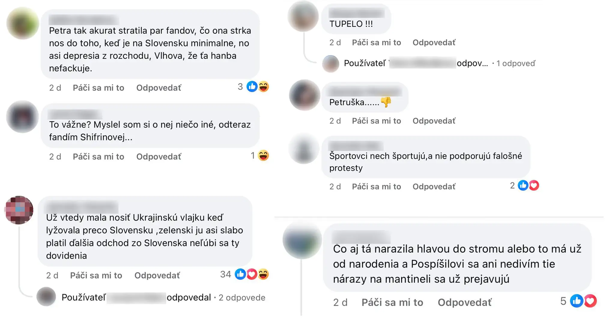 Nenávistné komentáre na adresu Petry Vlhovej