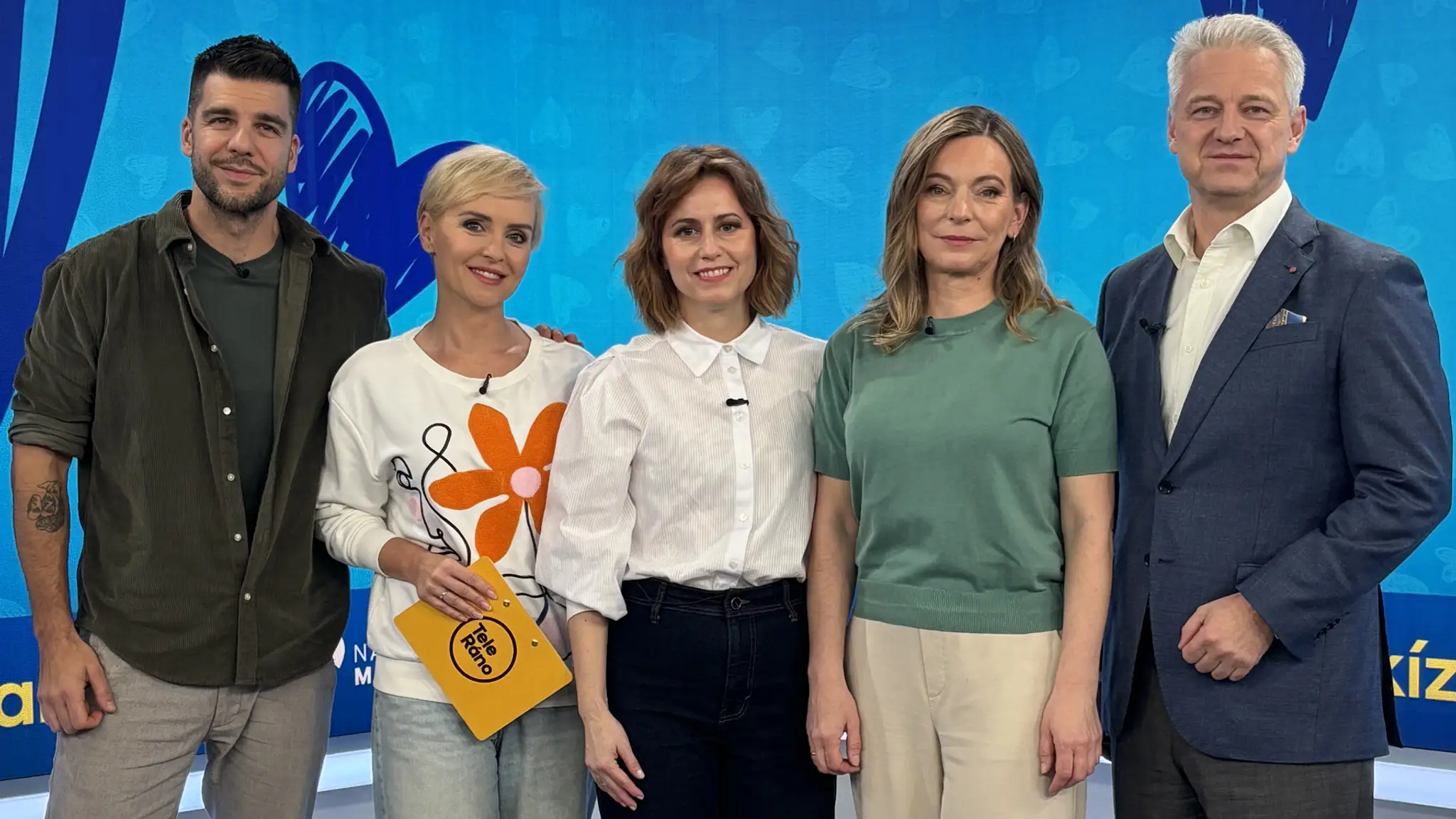 Tomáš Juríček, Kvetka Horváthová, Danka Šinková, Alexandra Kolenová a Jakub Dusílek v relácii Teleráno