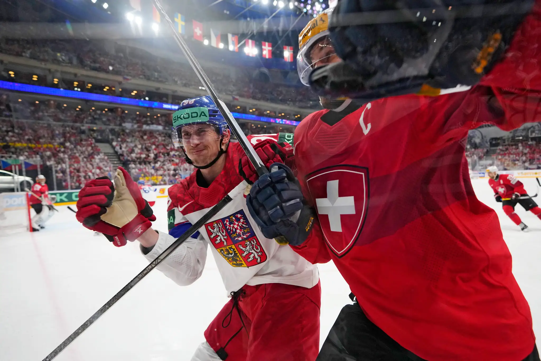 Momentka z finále majstrovstiev sveta v hokeji 2024