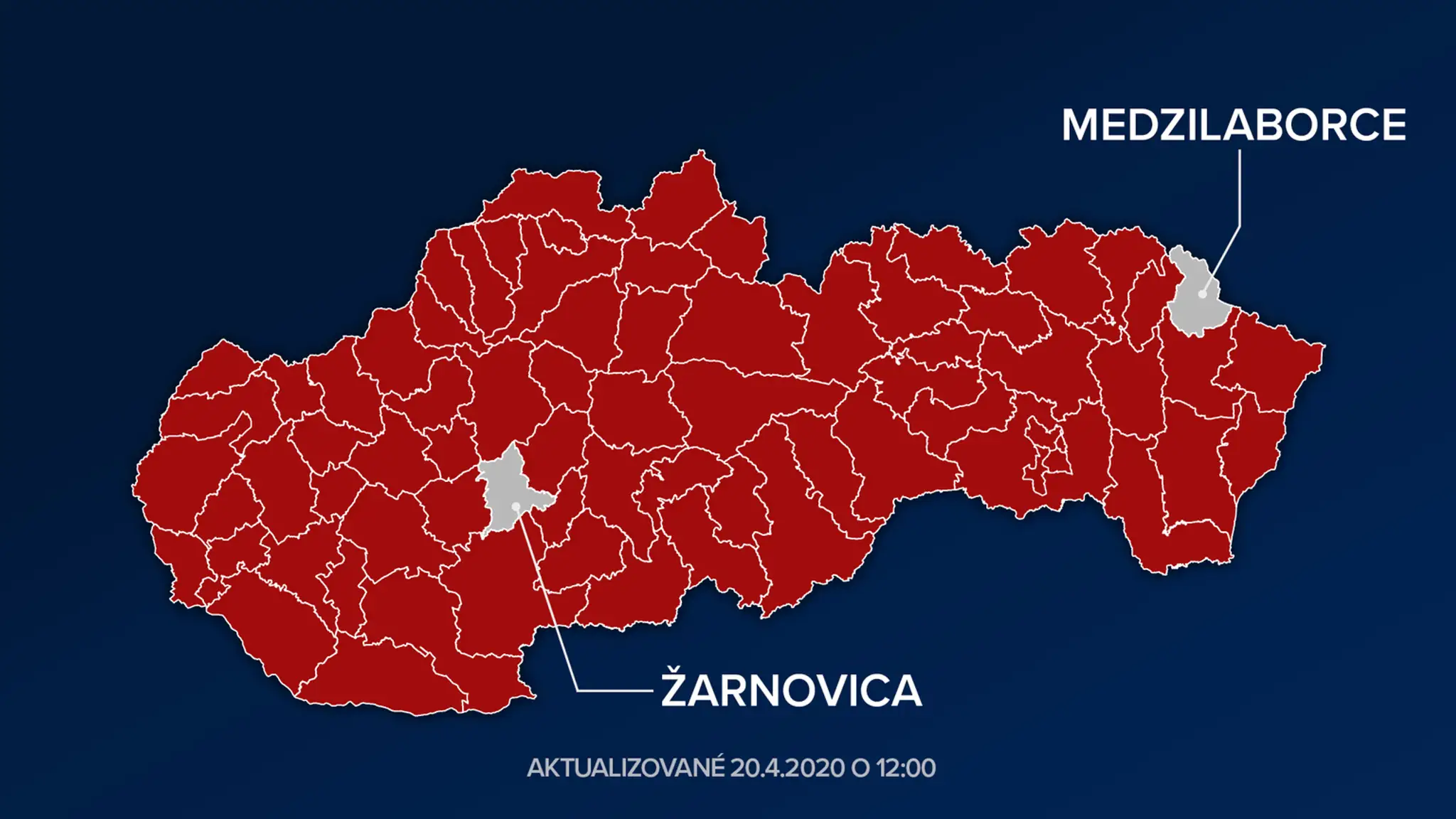 Okresy s nulovým počtom nakazených.