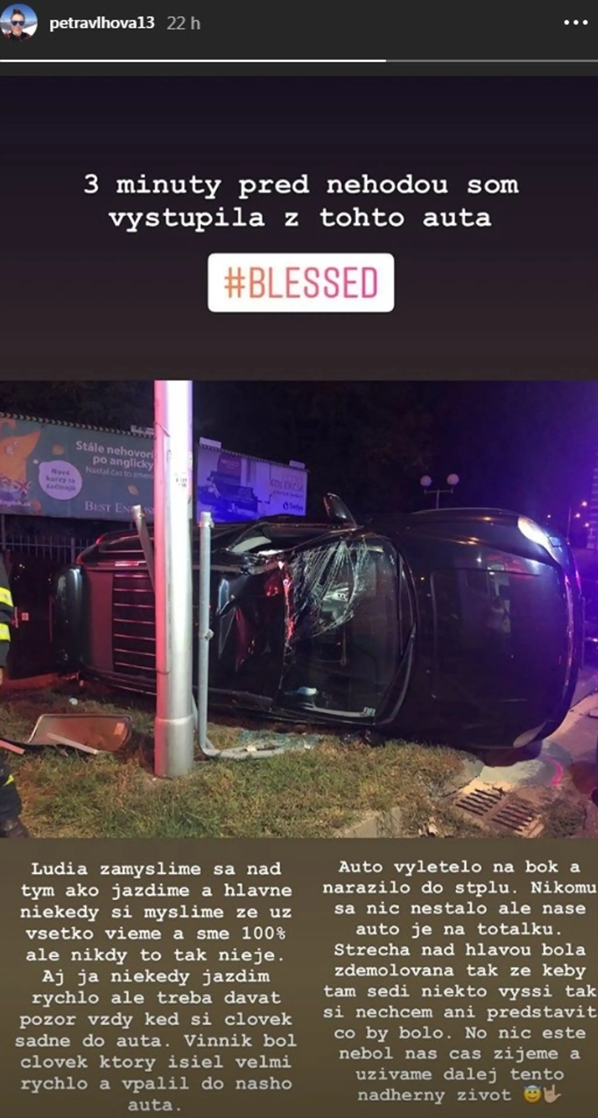 Instastory Petry Vlhovej.