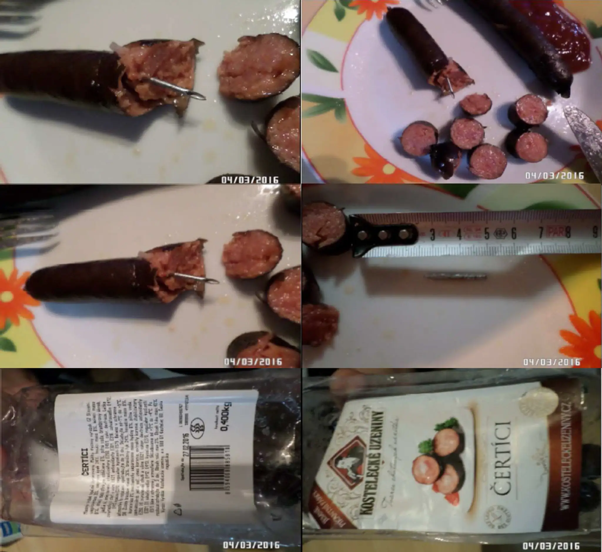 Ihlu v klobáse si zákazník hneď zdokumentoval