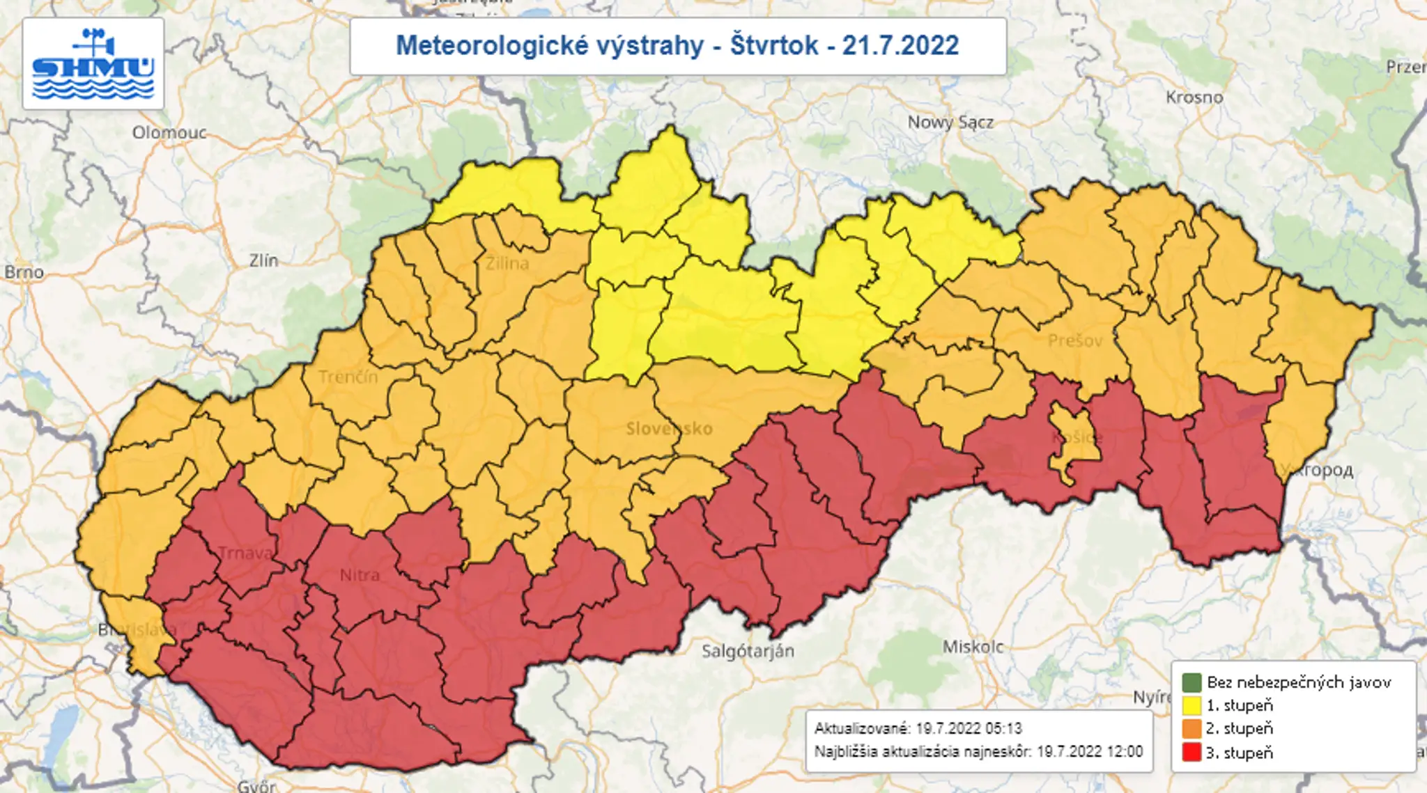 Mapa výstrah.