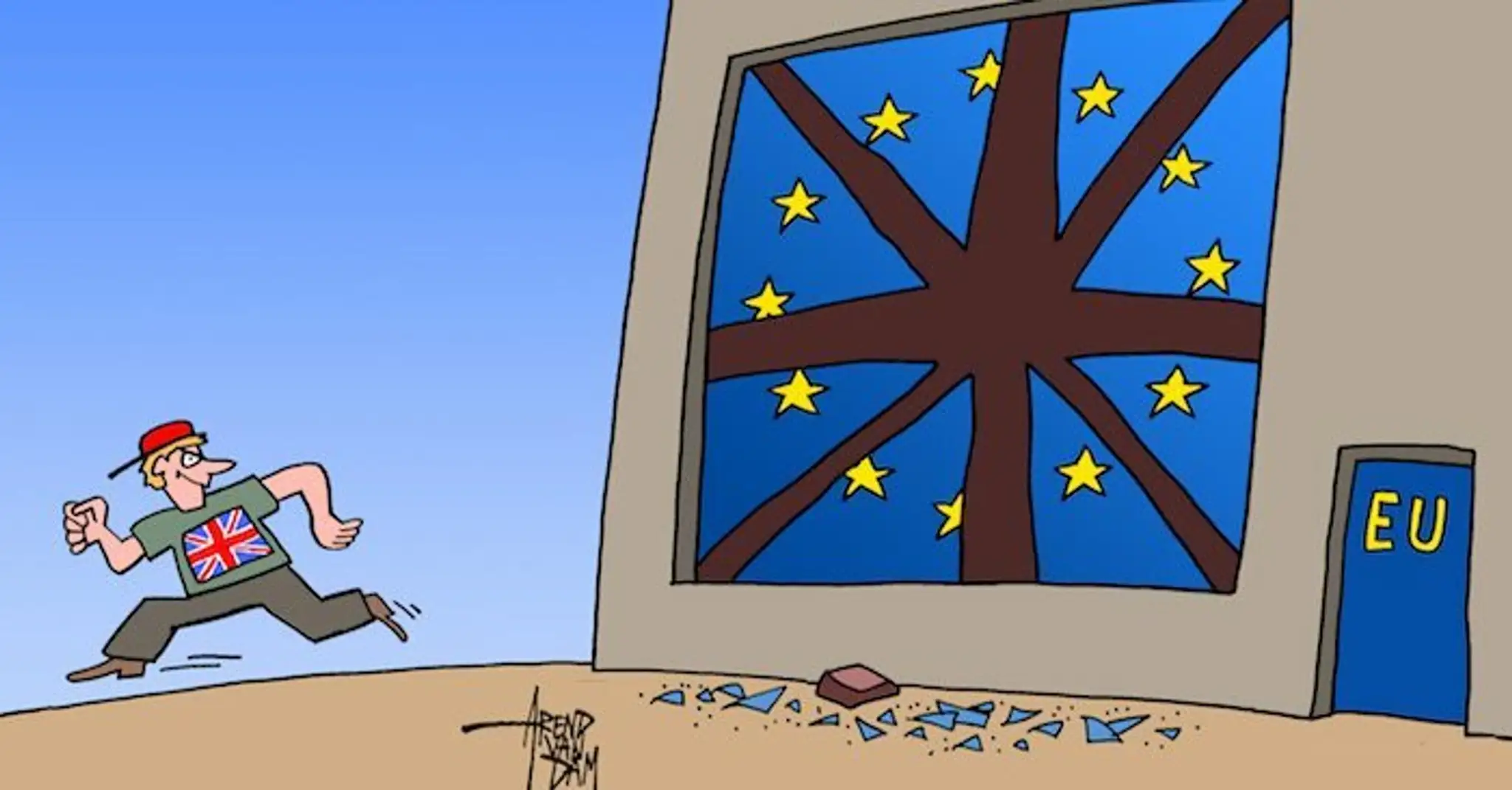 Karikatúra britského odchodu z EÚ