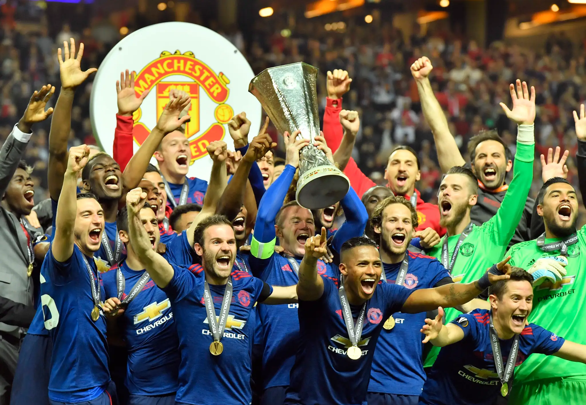 Hráči Manchestru United - víťazi EL 2016/2017.