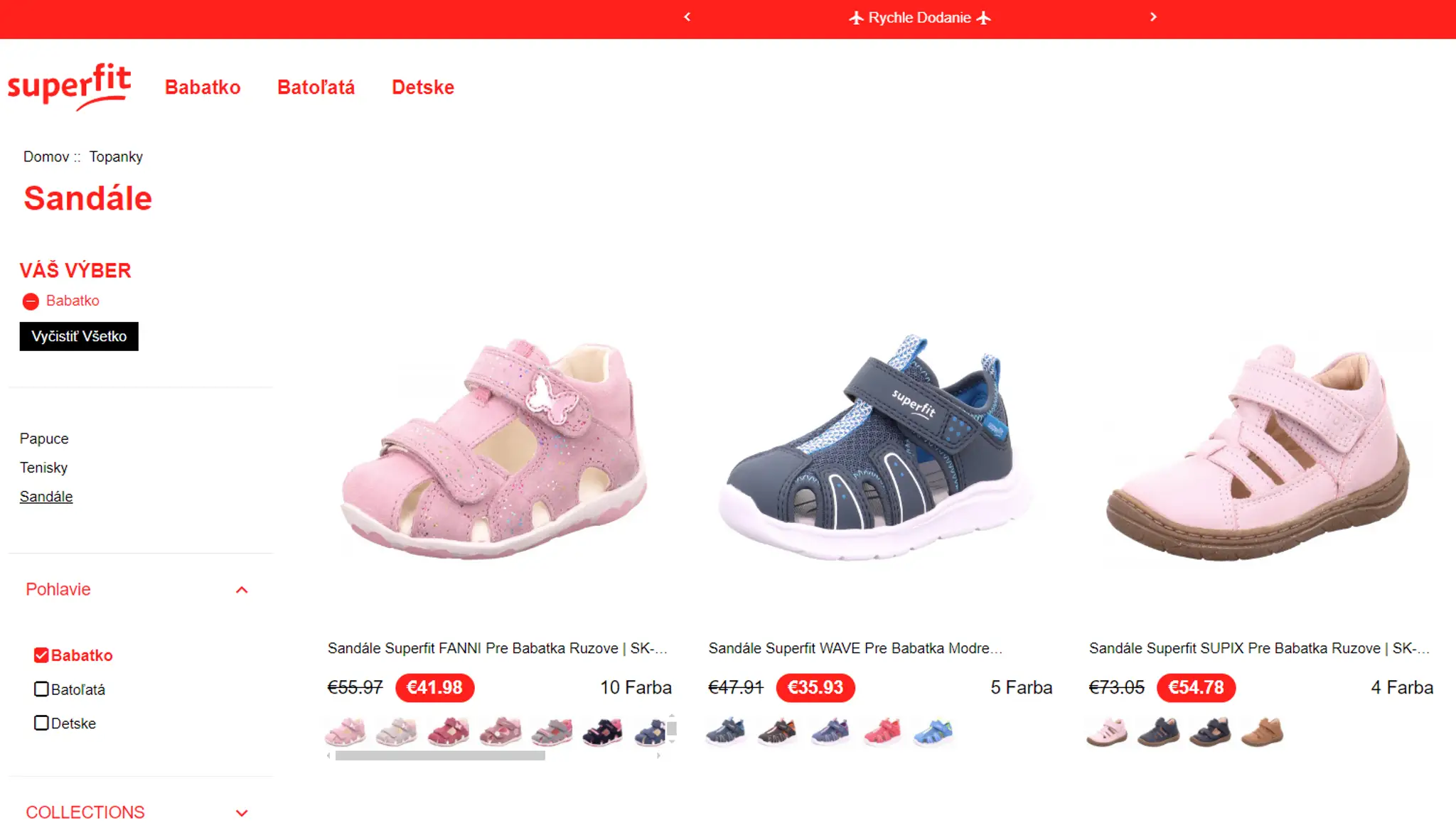 N snímke podvodný e-shop, ktorý ponúka detské topánky.