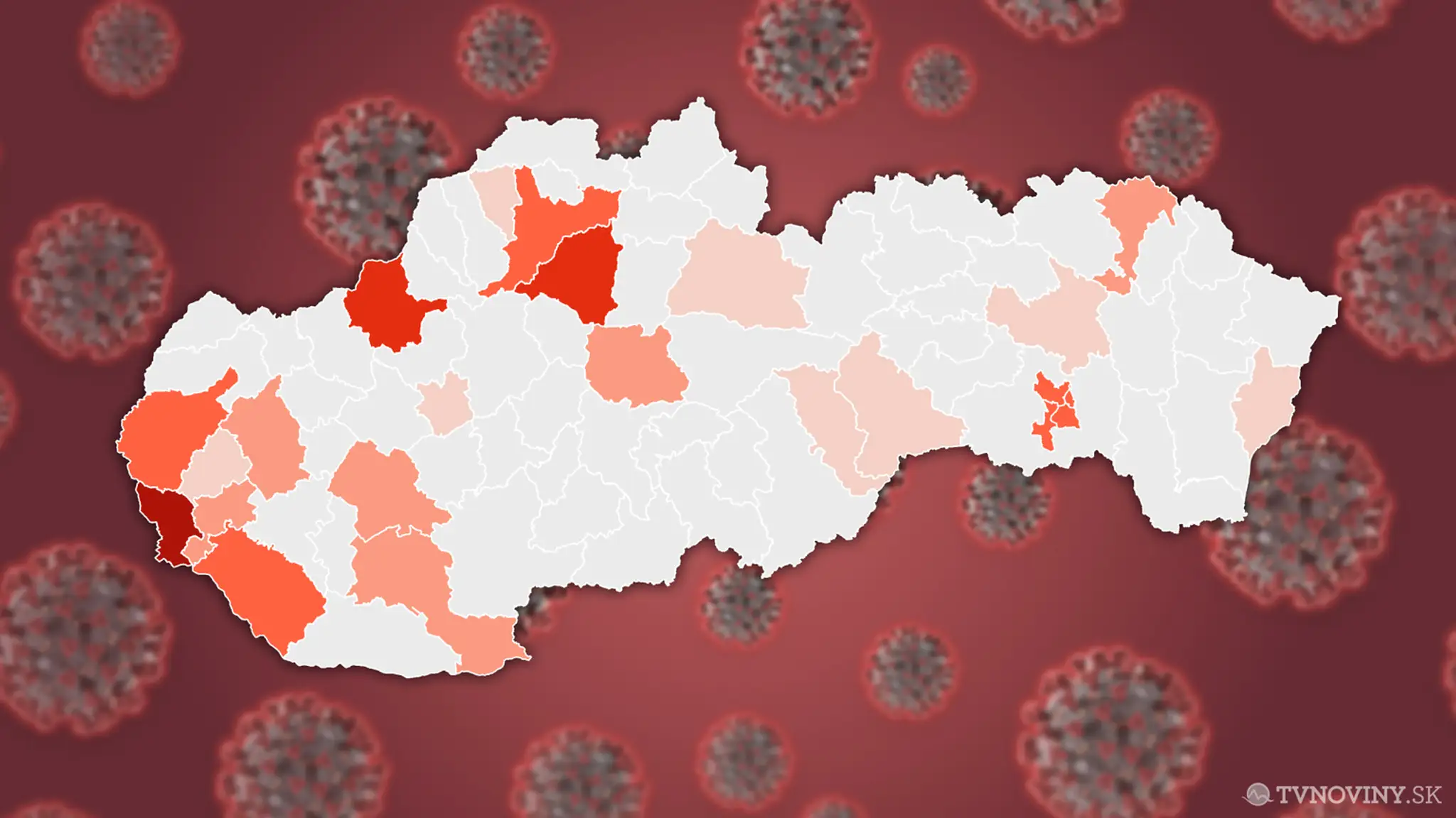 Podrobná mapa s lokalitami, v ktorých potvrdili koronavírus.