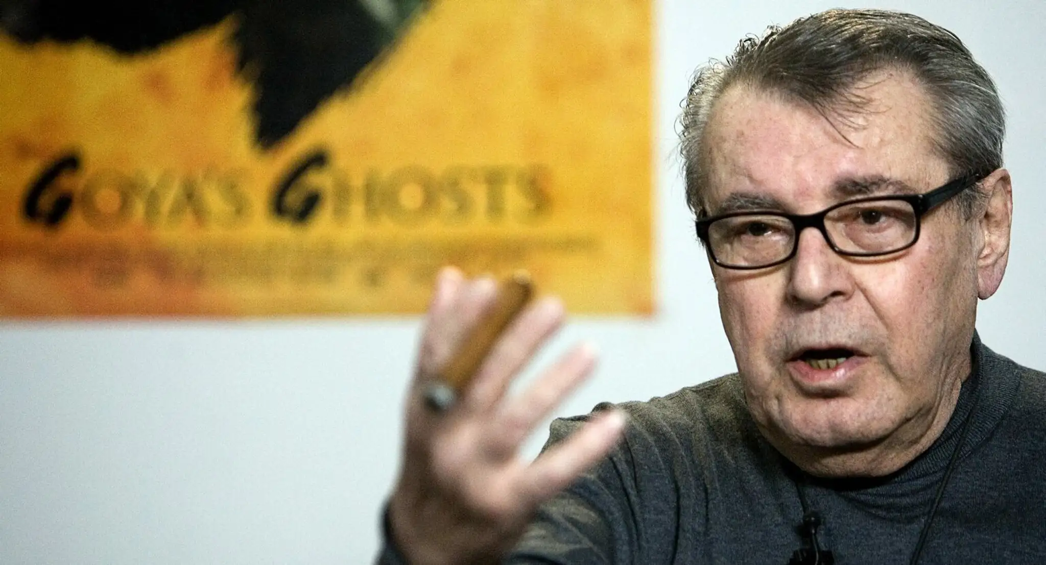 Miloš Forman na archívnej snímke z roku 2007 rozpráva o filme Goyove prízraky.