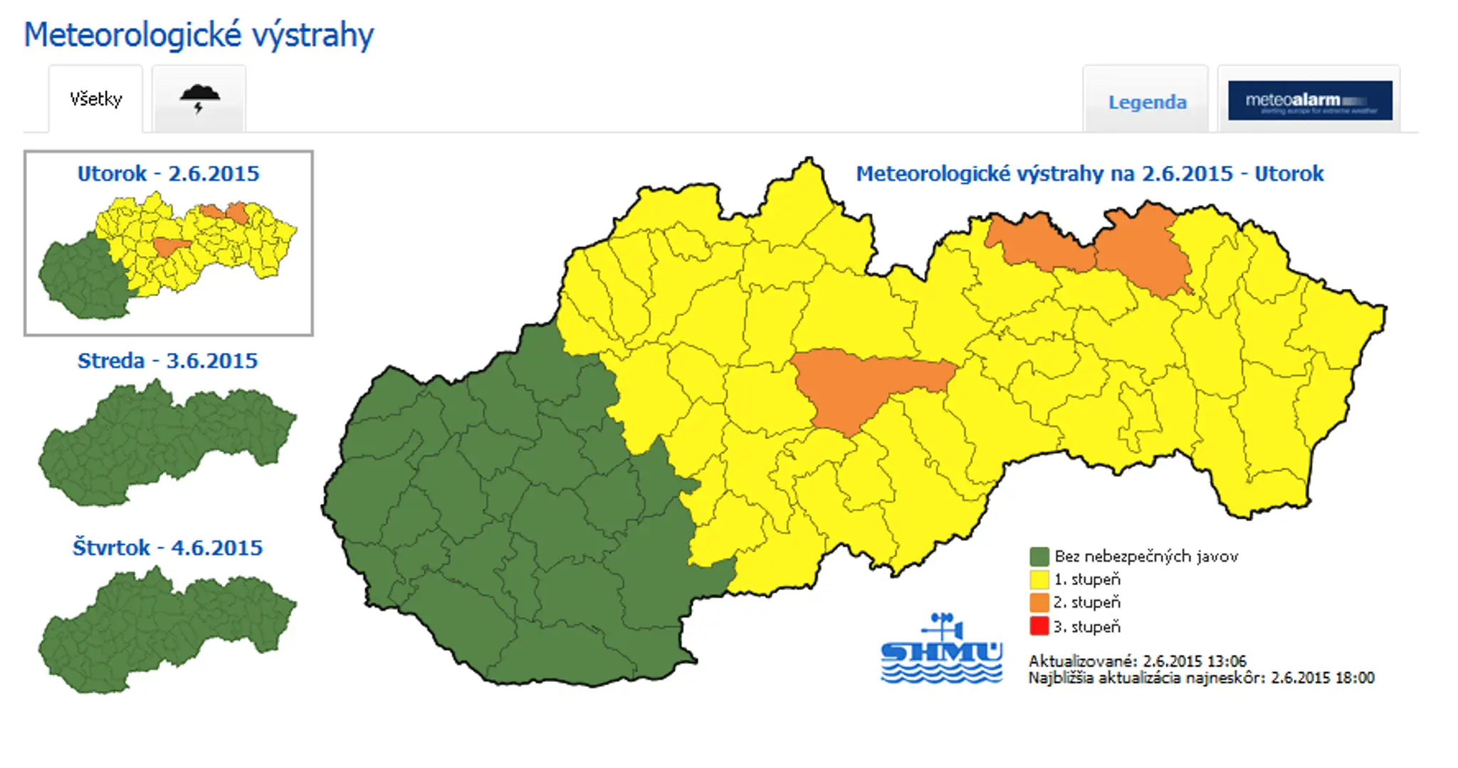 Výstrahy pred búrkami