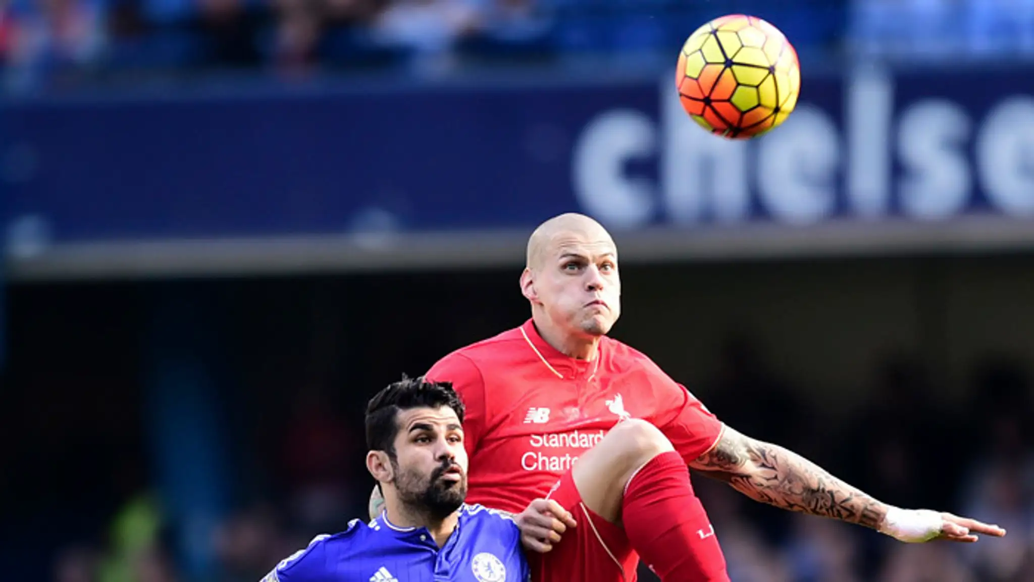 Diego Costa (Chelsea) a Martin Škrtel (Liverpool).