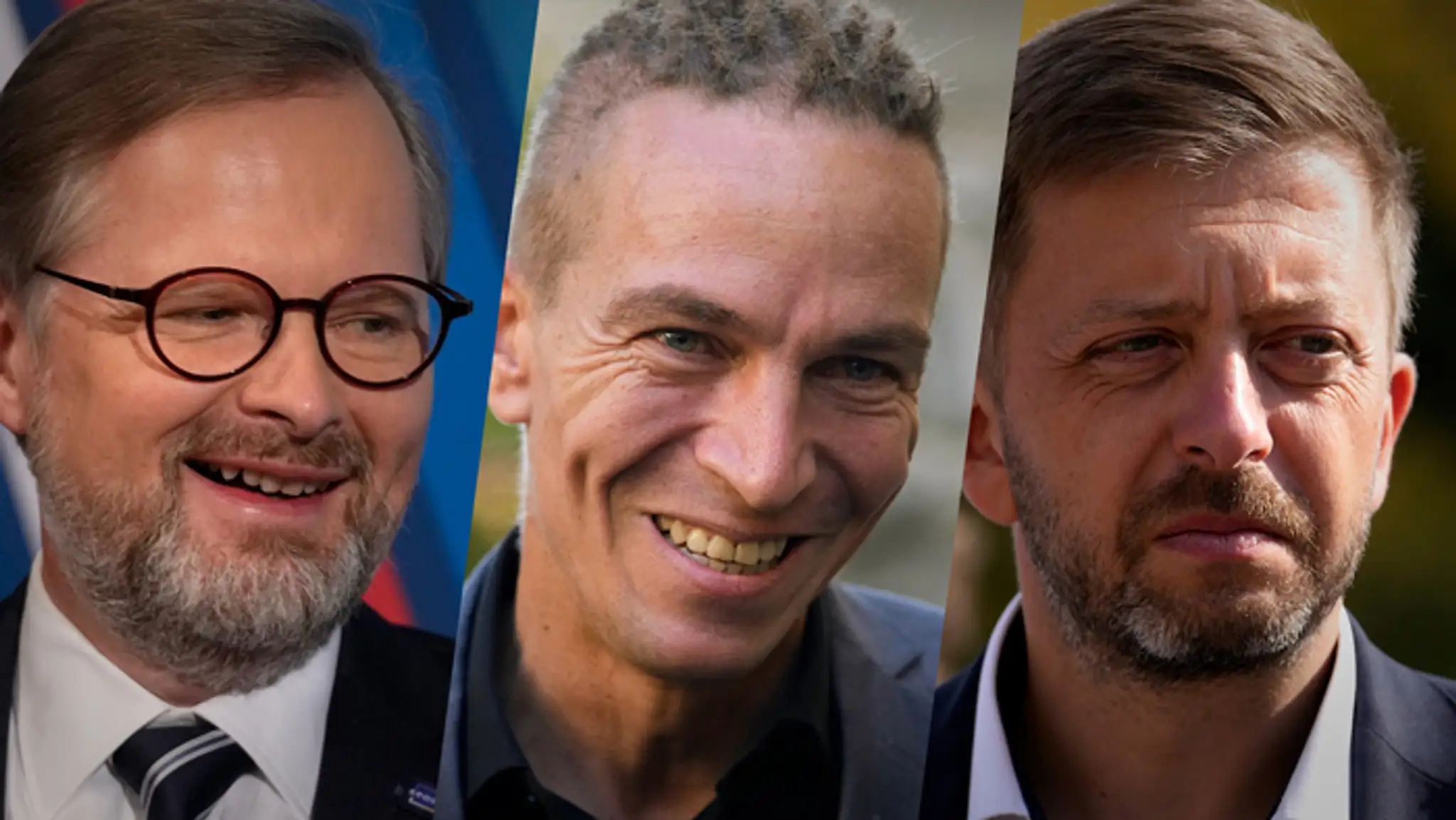 Petr Fiala, Ivan Bartoš a Vít Rakušan.