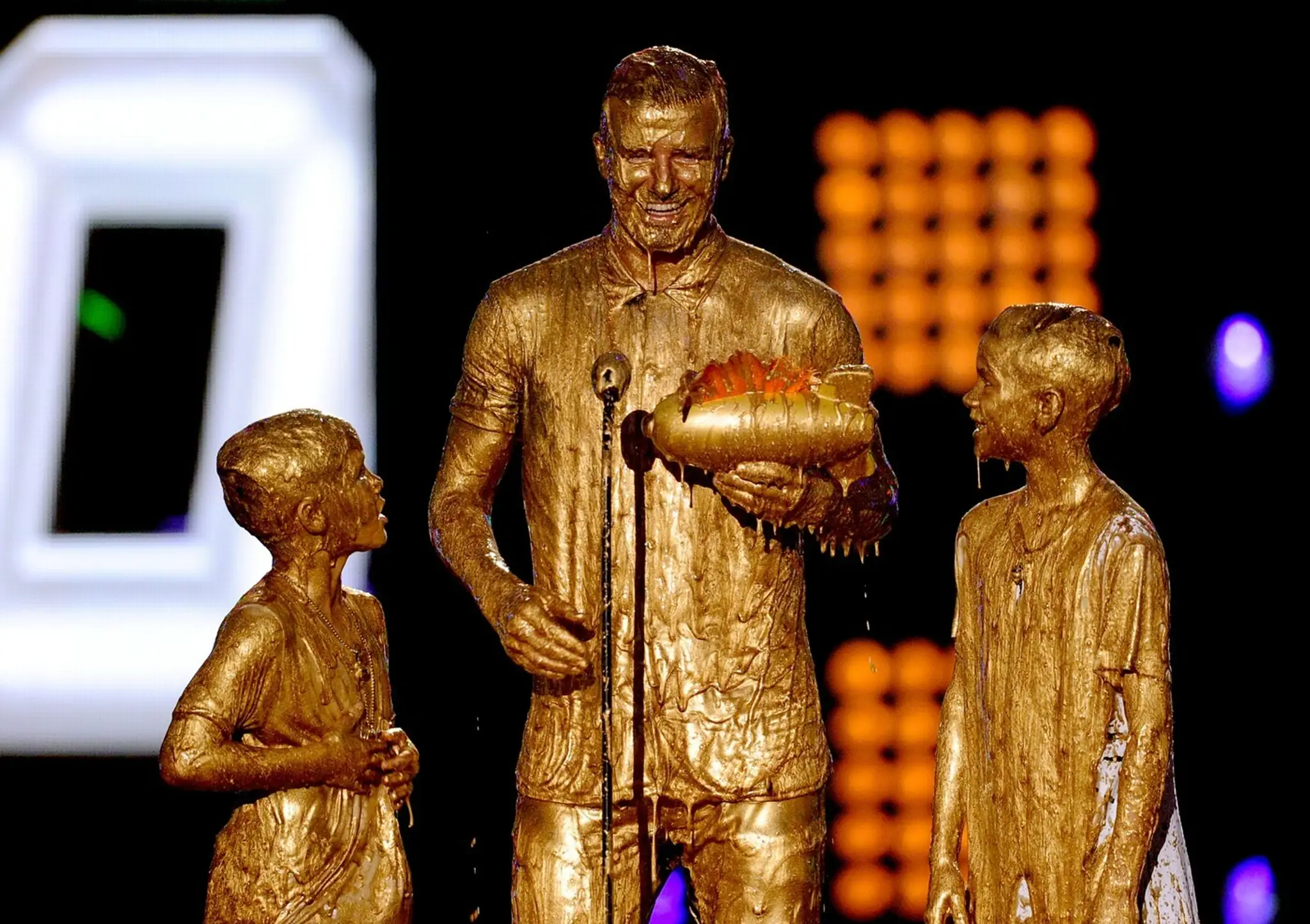David Beckham, Cruz Beckham a Romeo Beckham na Kids' Choice Sports Awards 2014.
