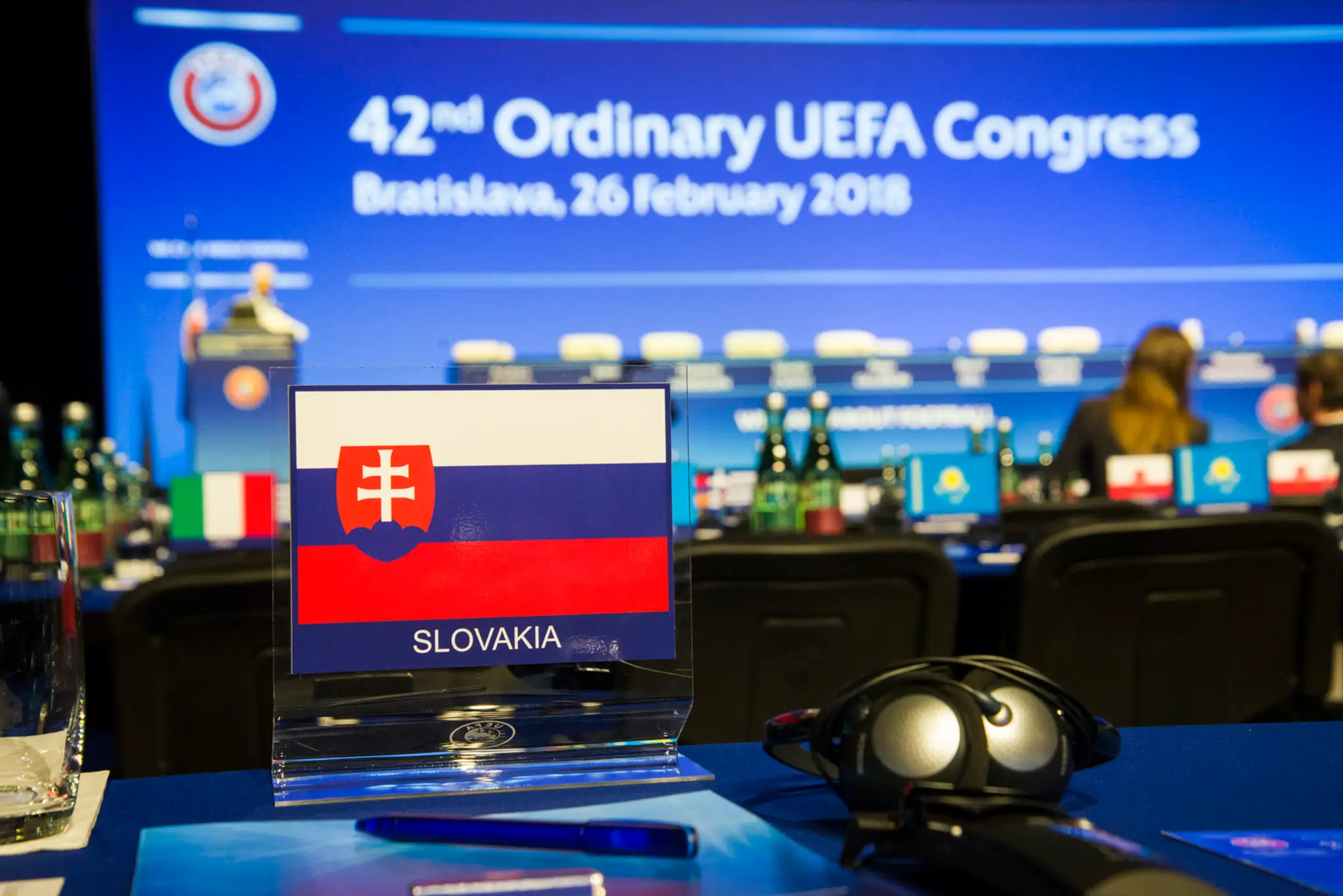 Zo začiatku 42. riadneho Kongresu UEFA v Incheba Expo Aréne, 26. februára 2018 v Bratislave..jpg