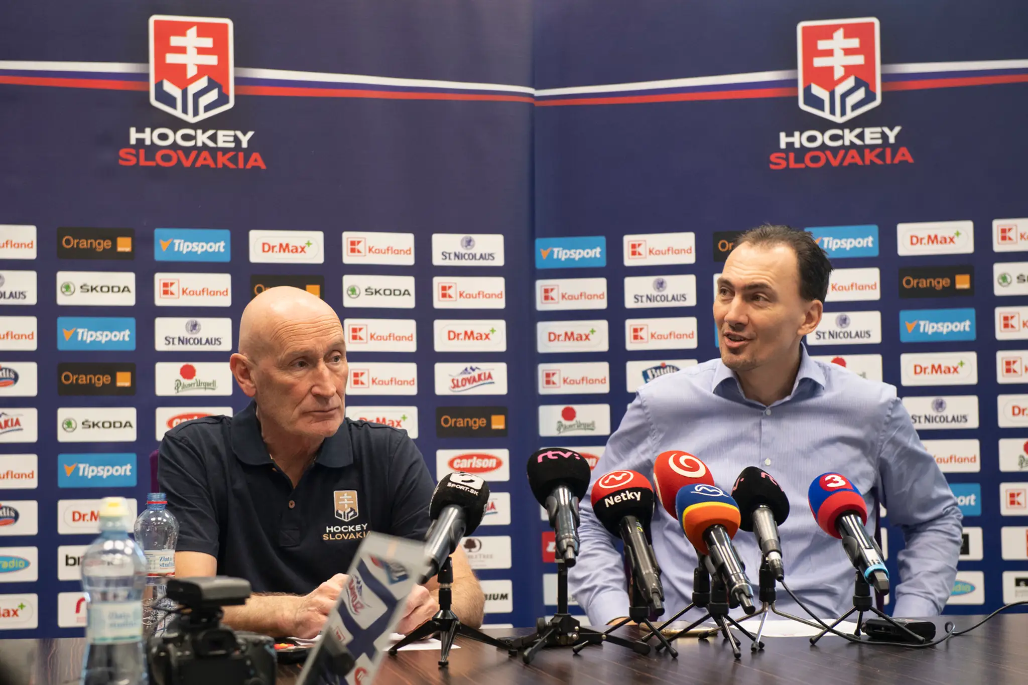 Generálny manažér hokejovej reprezentácie Miroslav Šatan na tlačovke.