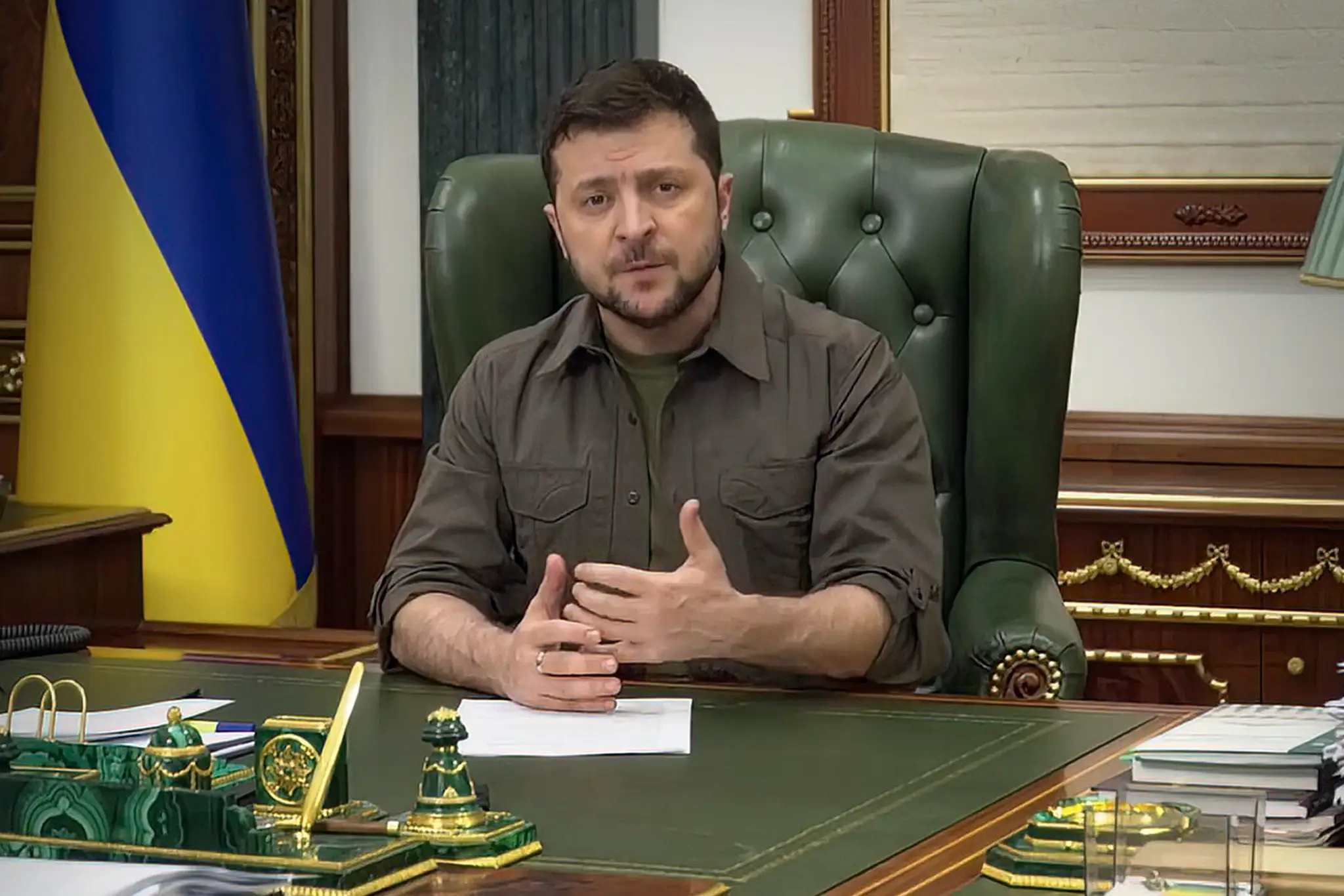 Volodymyr Zelenskyj počas prejavu.