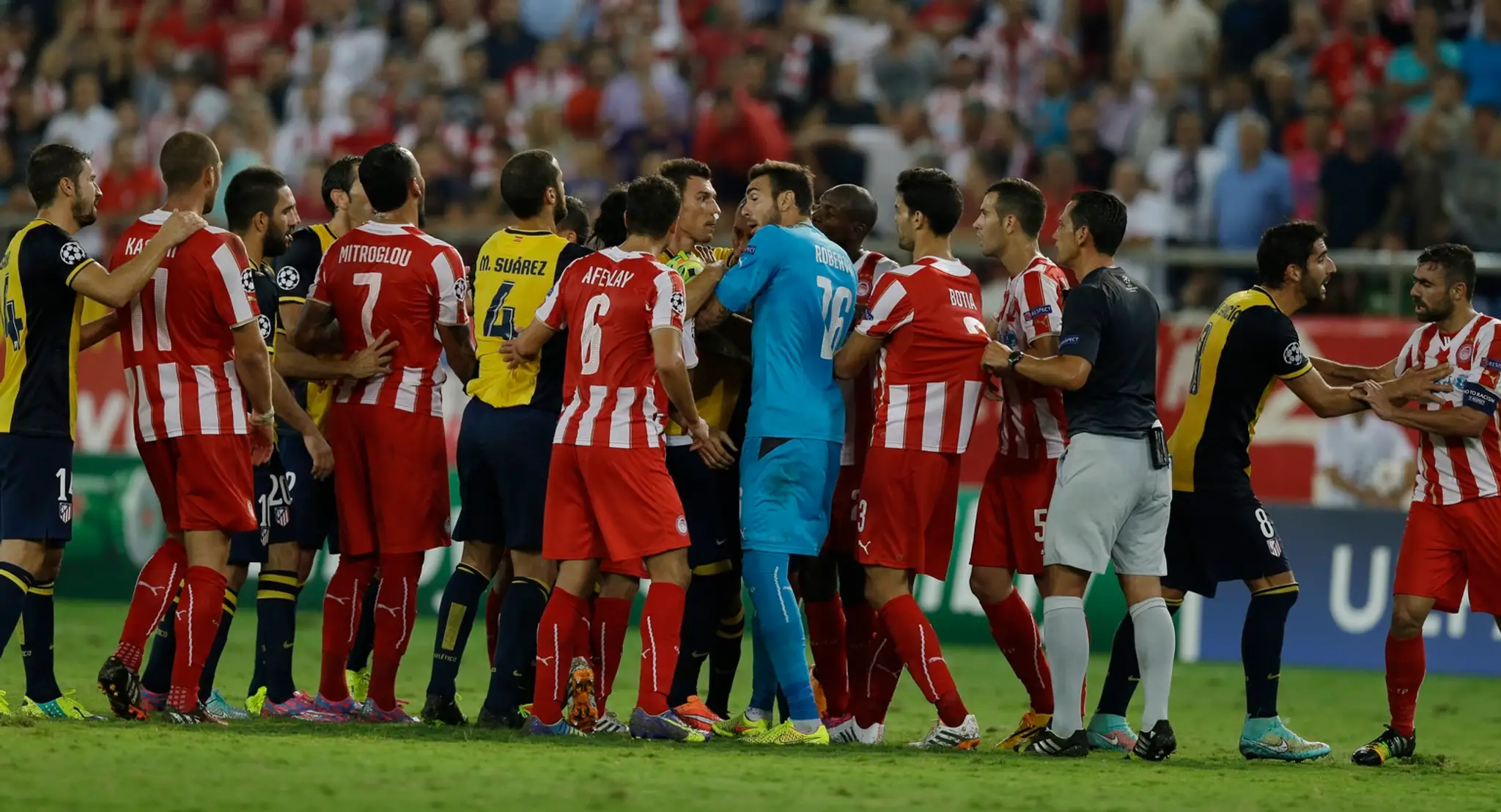 Roztržka hráčov Olympiakosu a Atletica Madrid