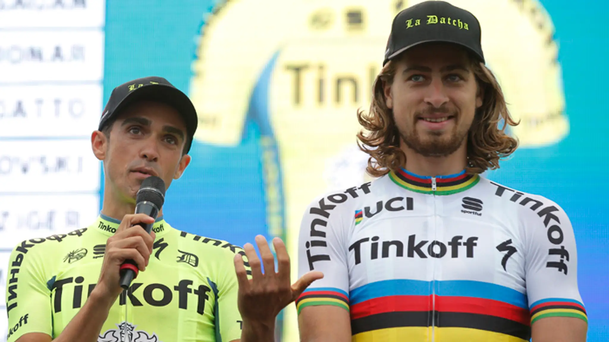 Alberto Contador a Peter Sagan. 