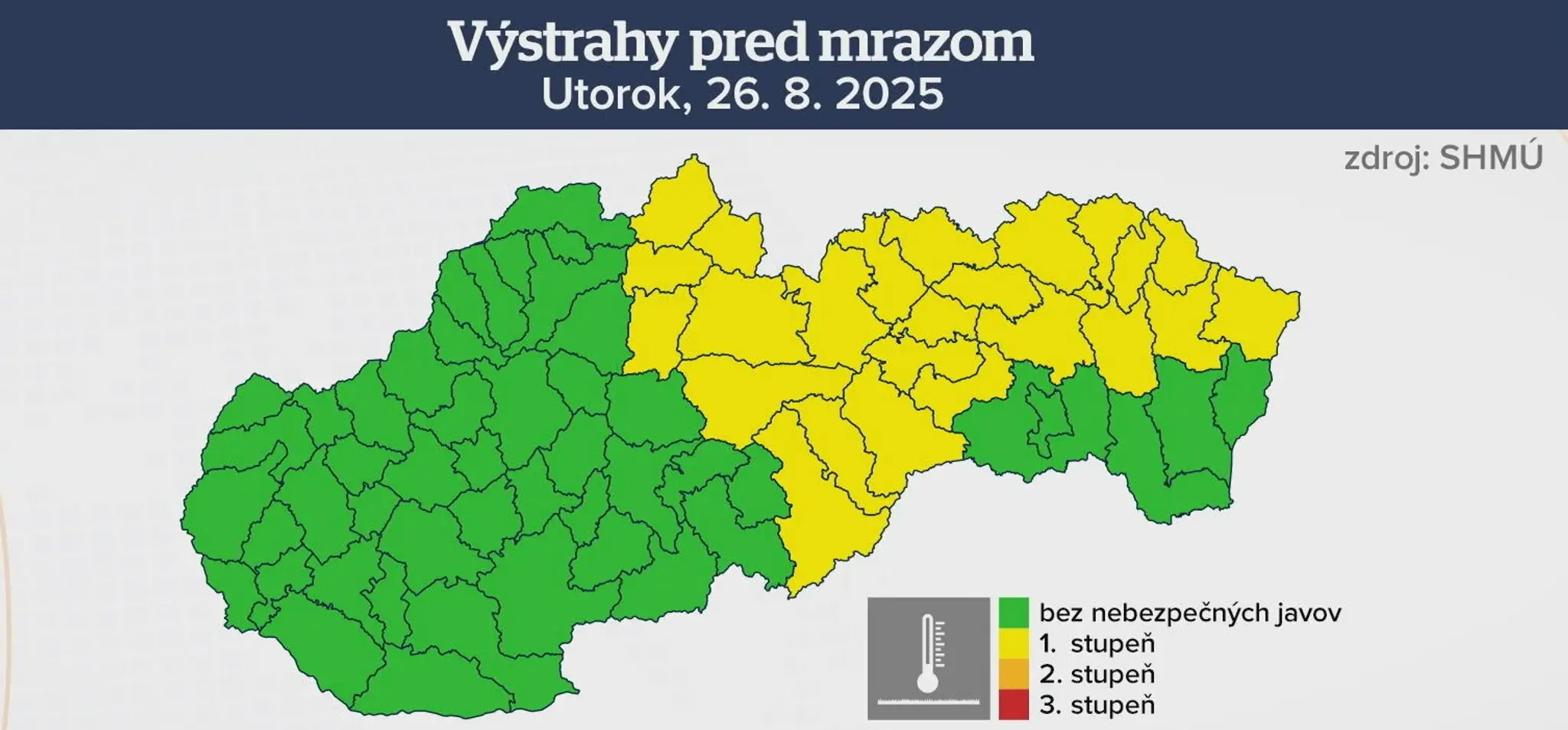 Výstrahy pred mrazom (26. 8.)
