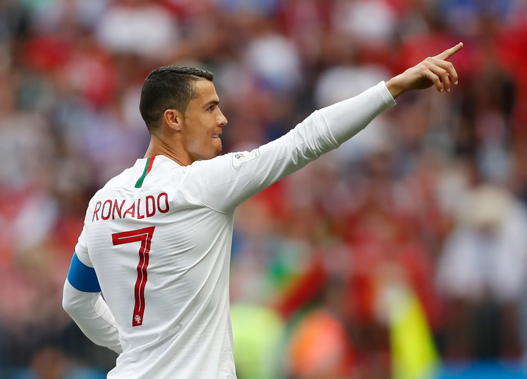 Portugalčan Cristiano Ronaldo v zápase MS 2018 proti Maroku.