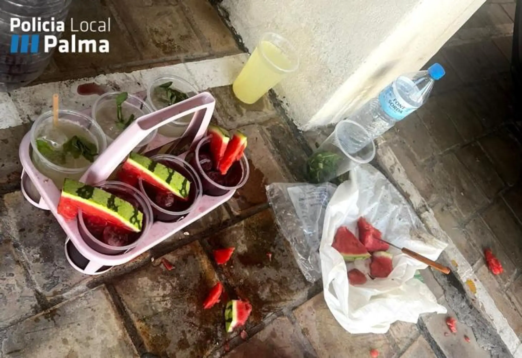 Melón krájal na igelite položenom na zemi.