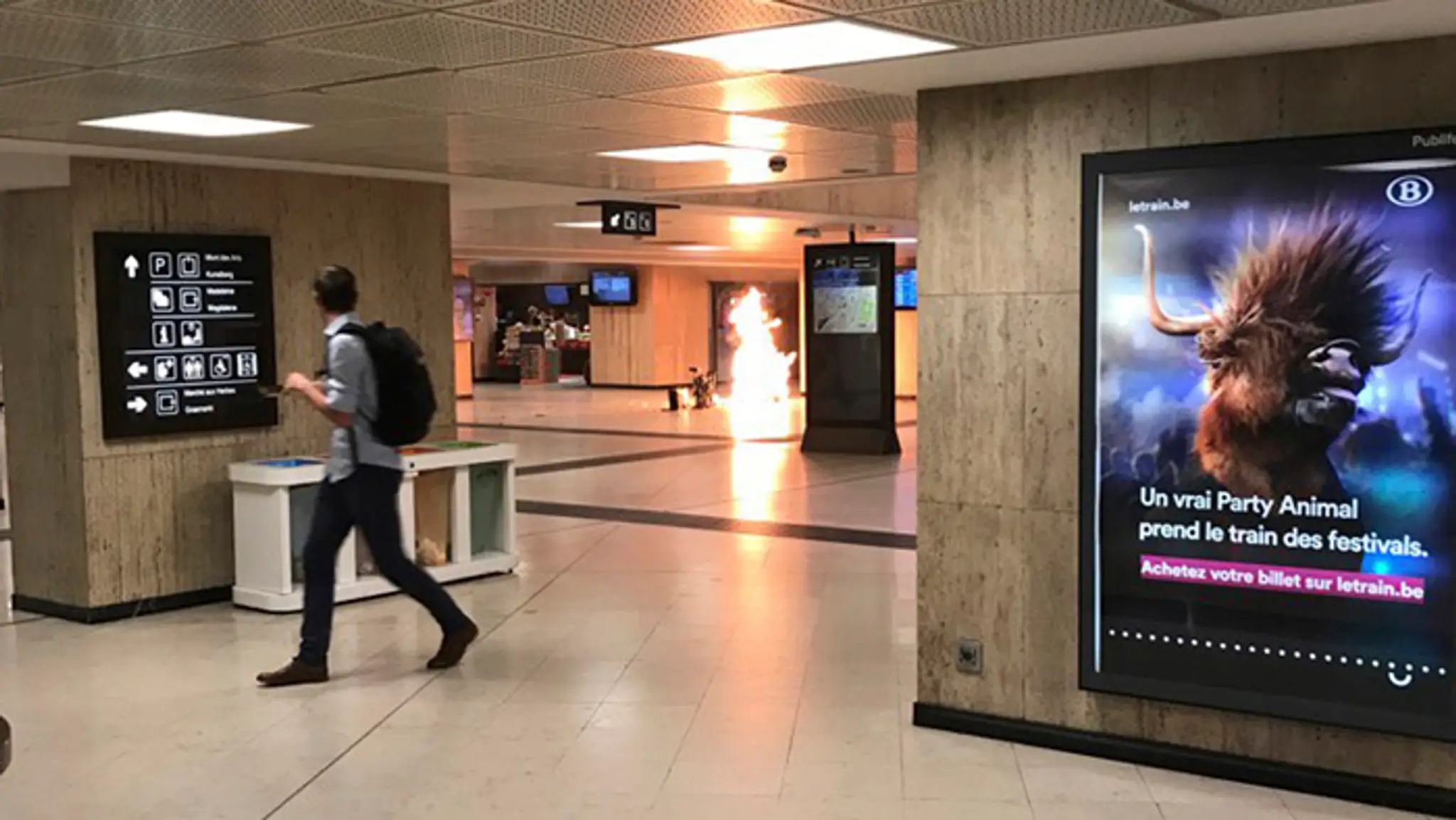 Výbuch na stanici v Bruseli.