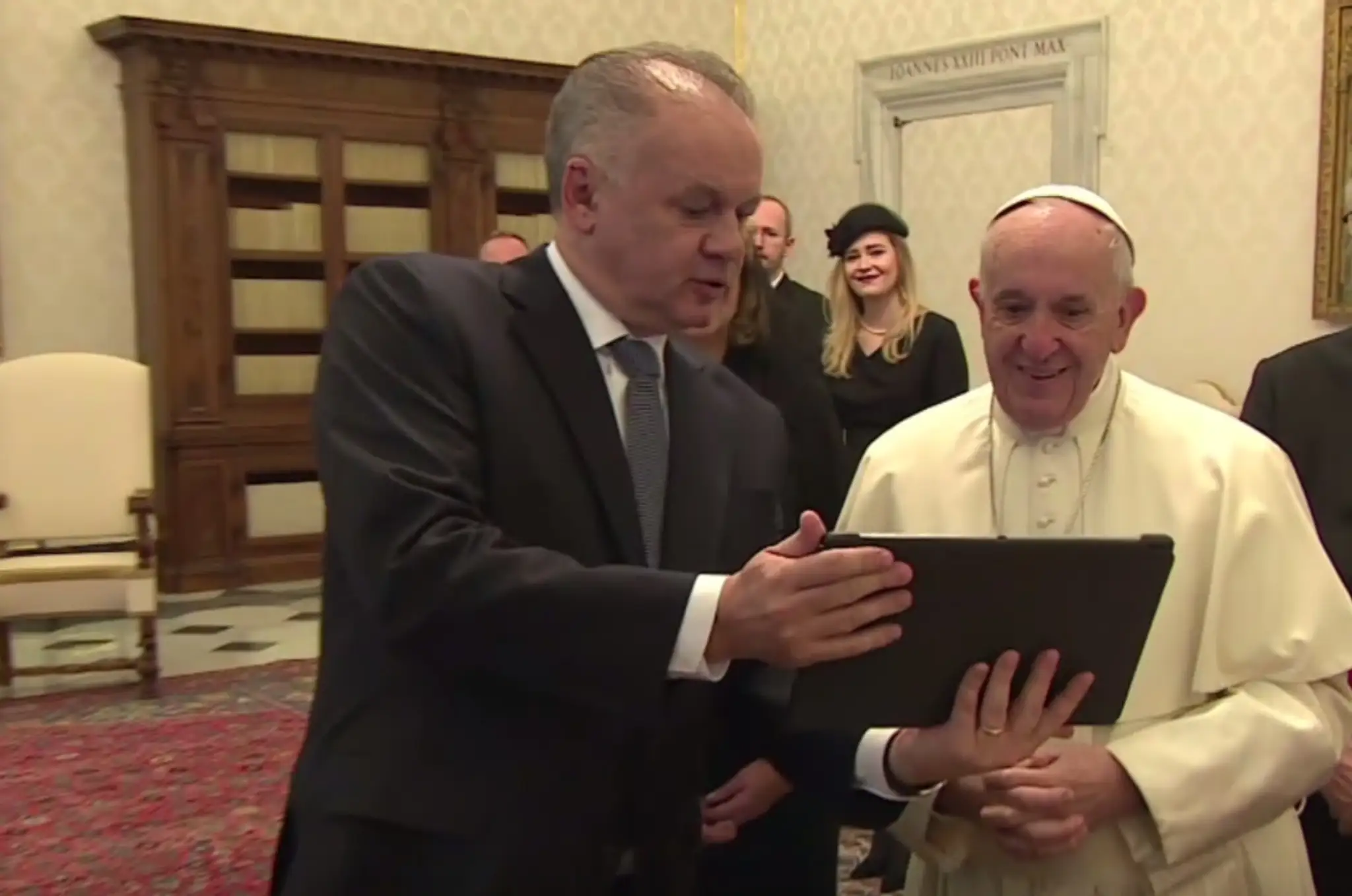 Kiska s pápežom.