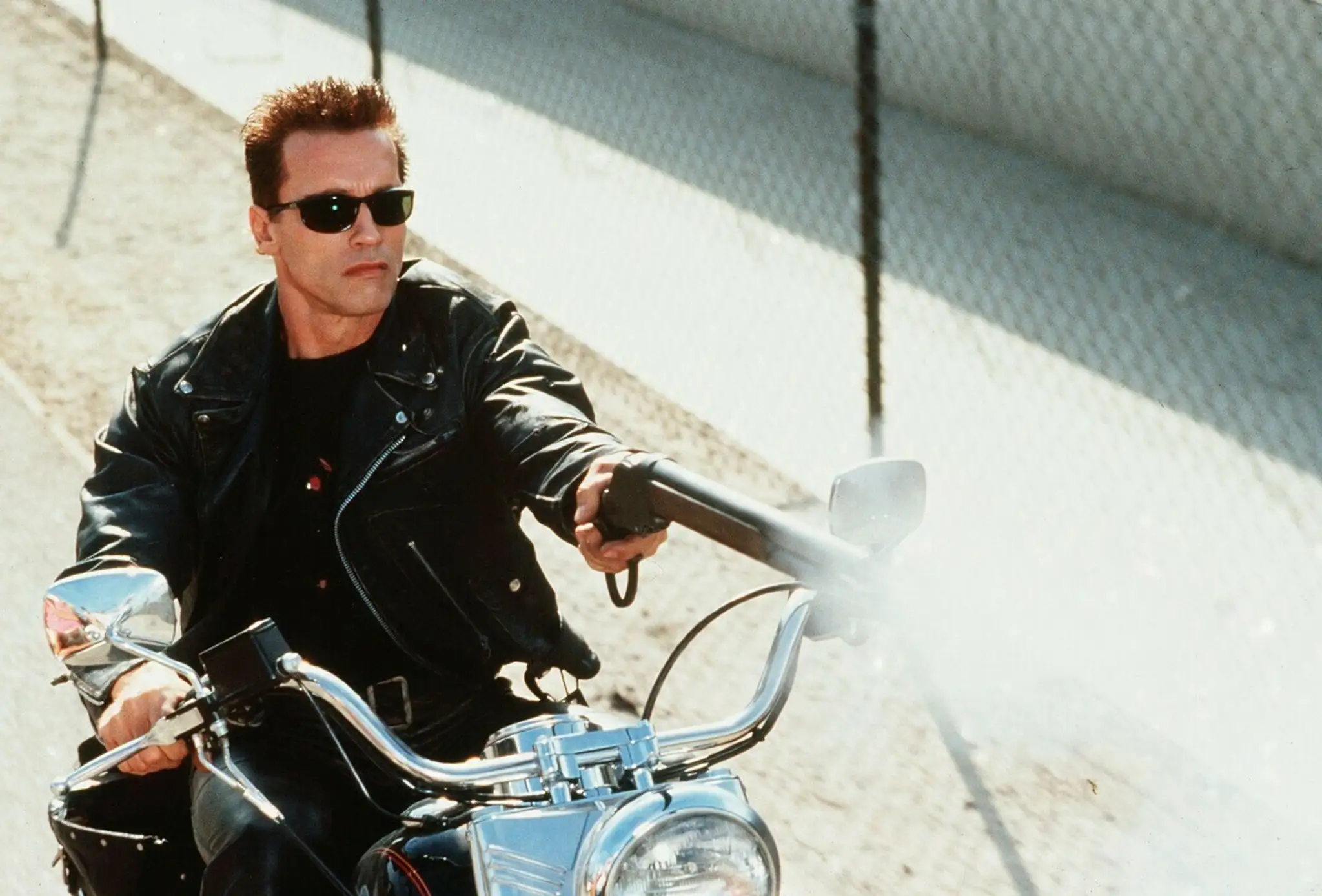 Záber z filmu Terminátor 2: Deň zúčtovania (na snímke Arnold Schwarzenegger)