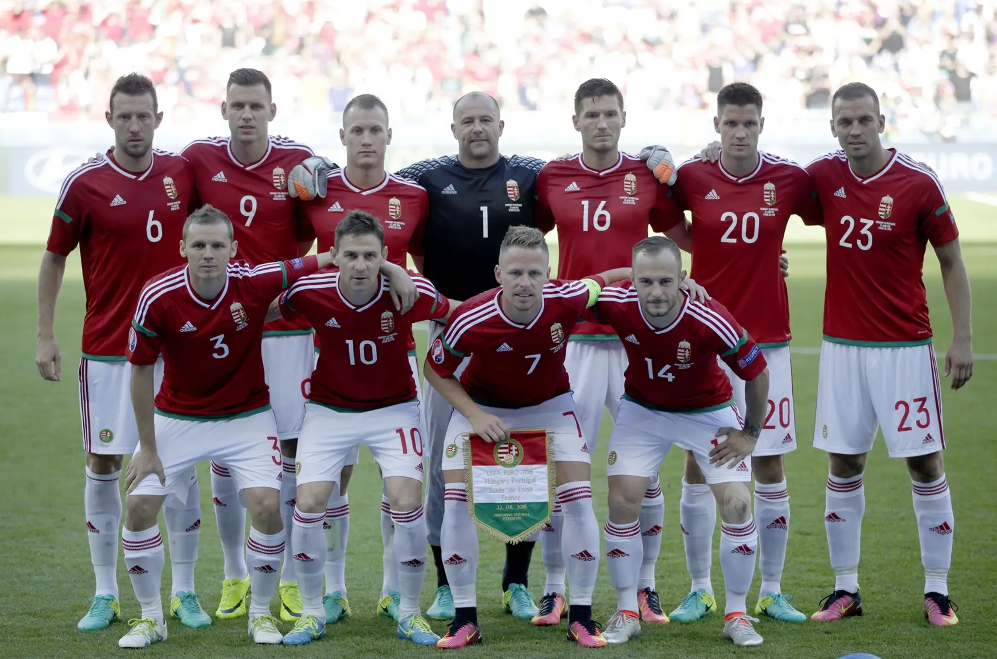 Maďarská futbalová reprezentácia pred duelom s Portugalskom.