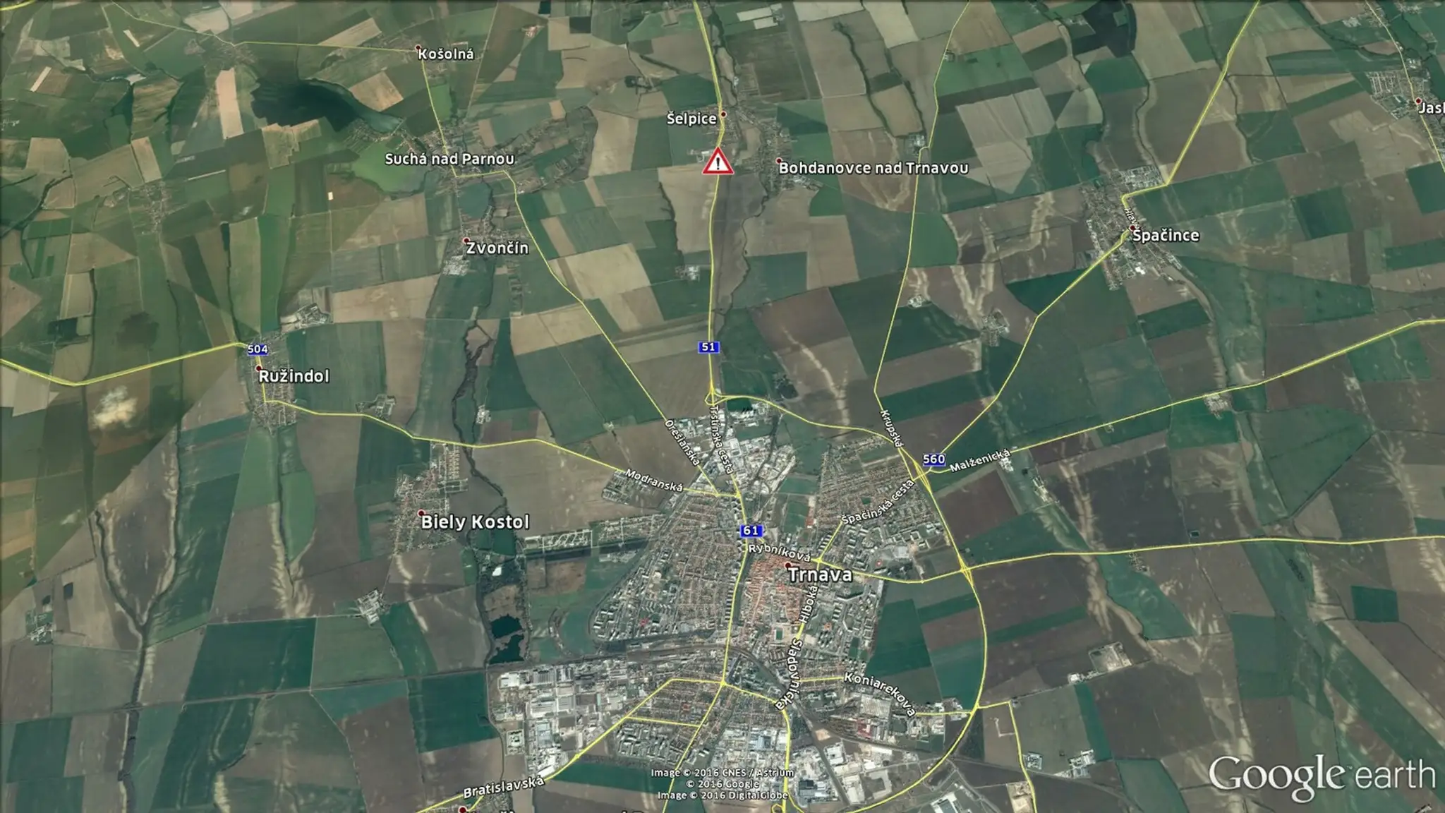 Nehodové úseky Trnavský kraj. (od 01. 04. do 30. 09. 2016)