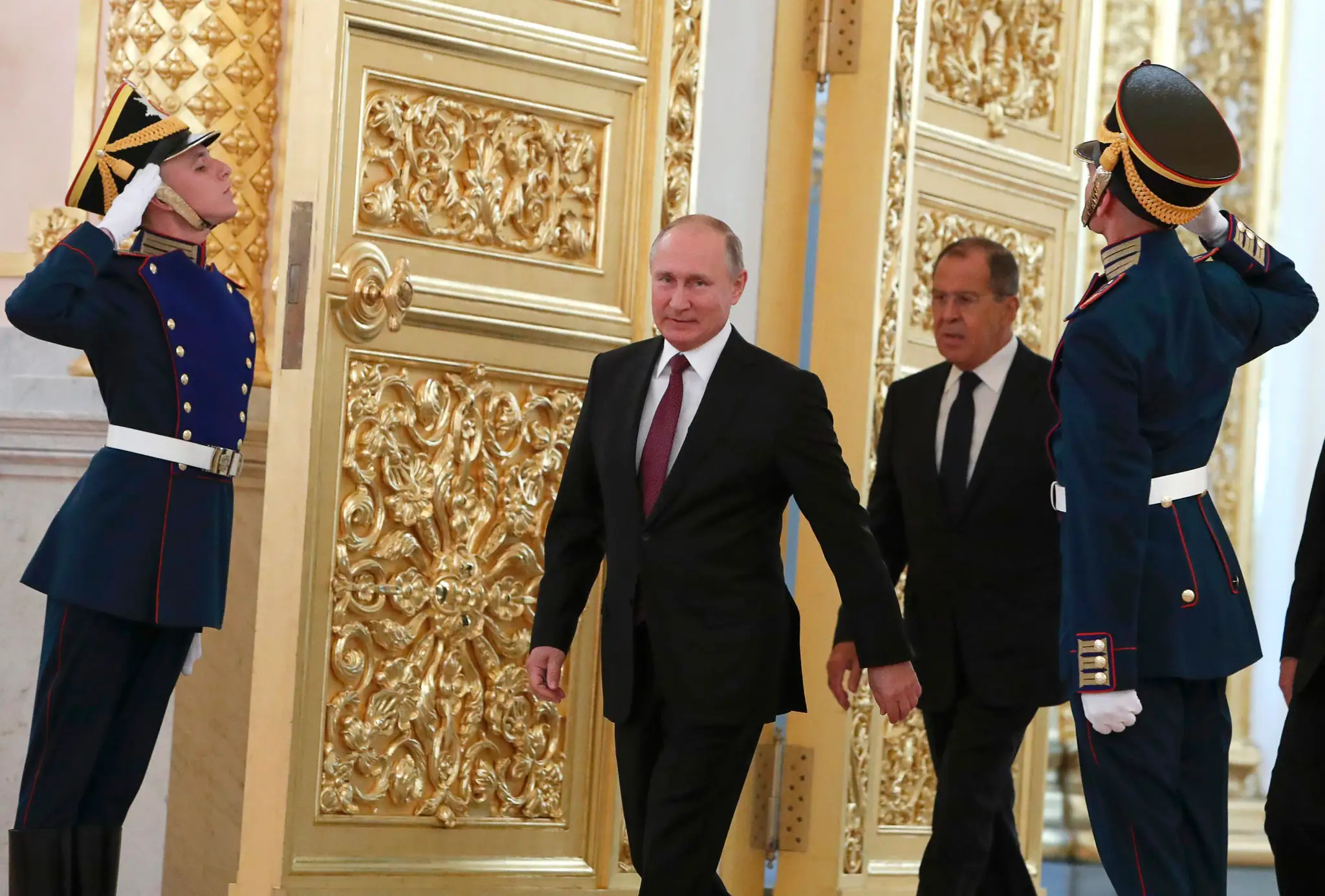 Ruský prezident Vladimír Putin a Sergej Lavrov.