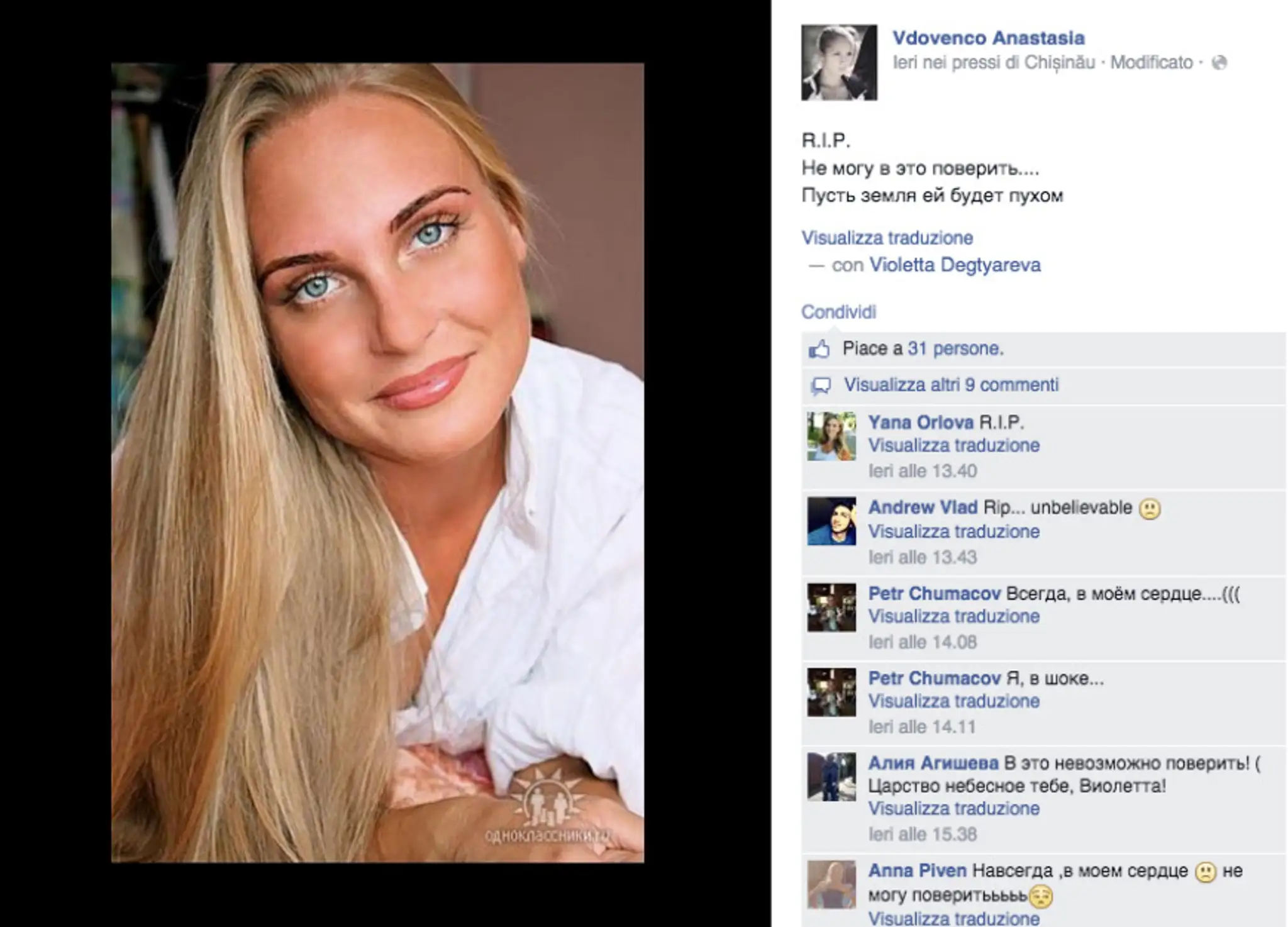 Violetta Degtiarevová zomrela na tréningu.