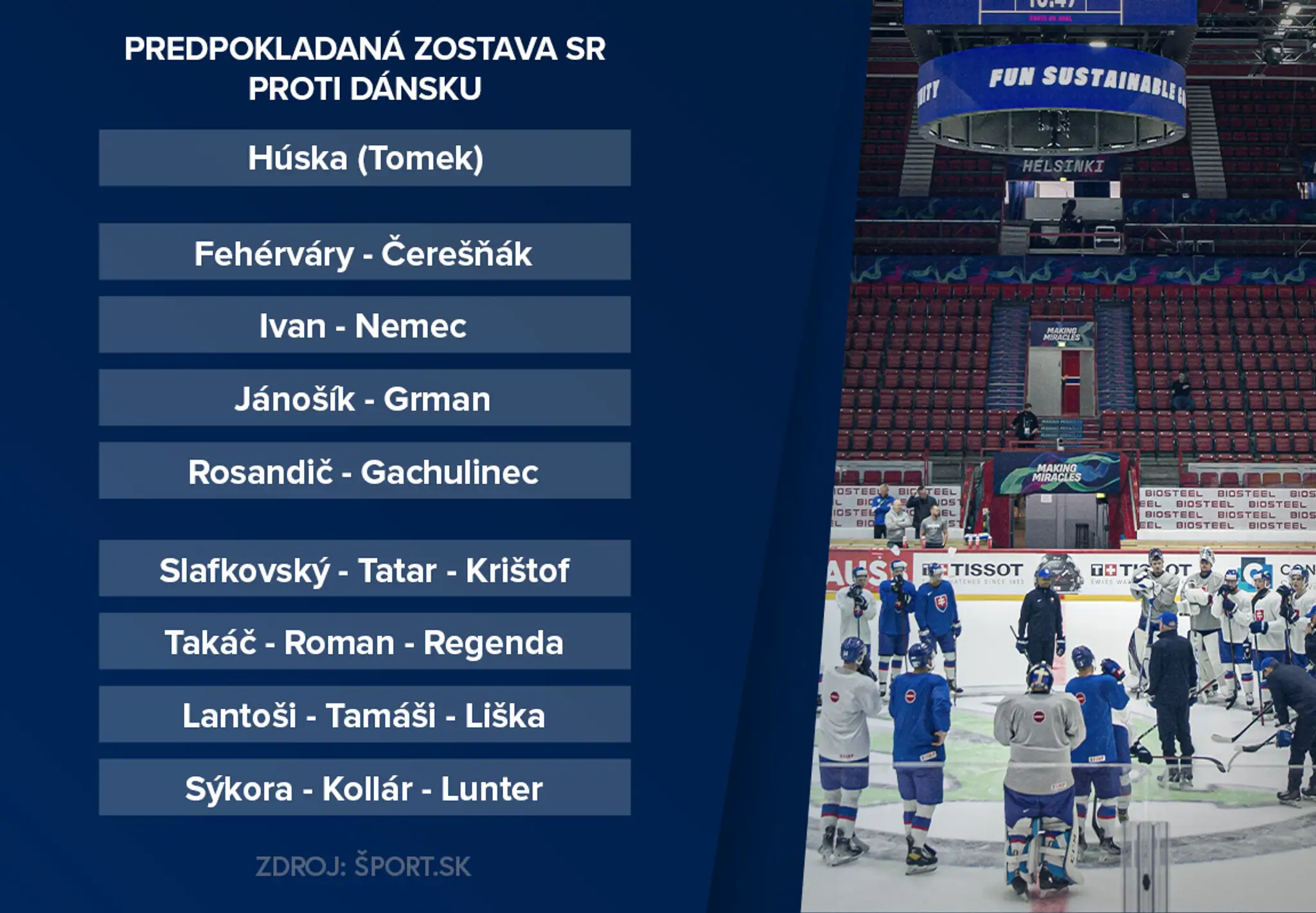 Zostava proti Dánsku.