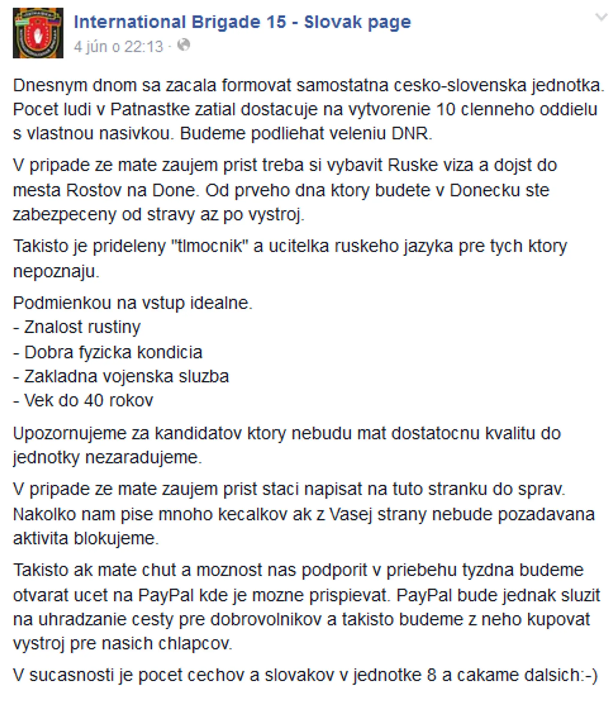 Formovanie česko-slovenskej jednotky