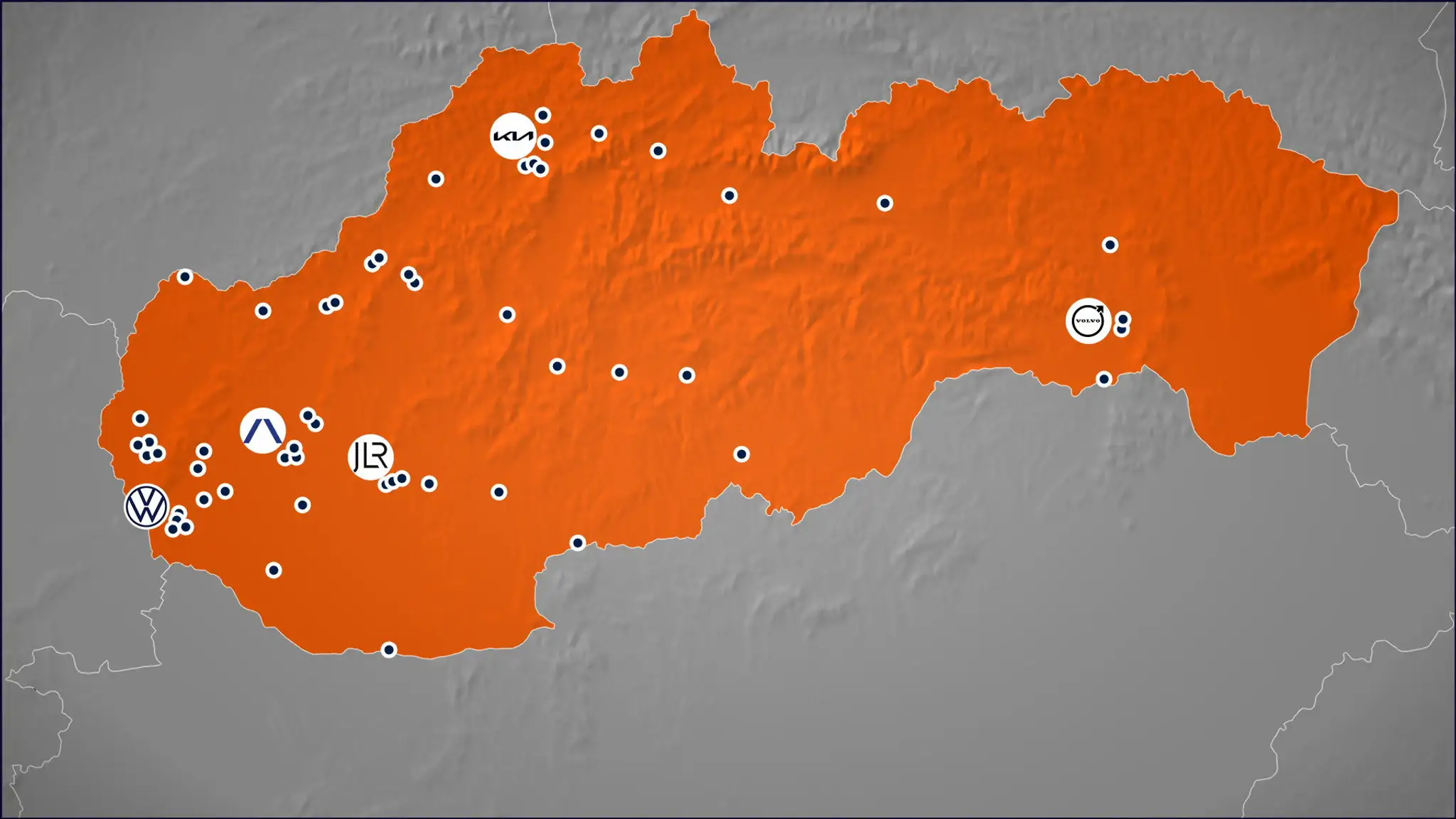 Mapa automobilového priemyslu na Slovensku