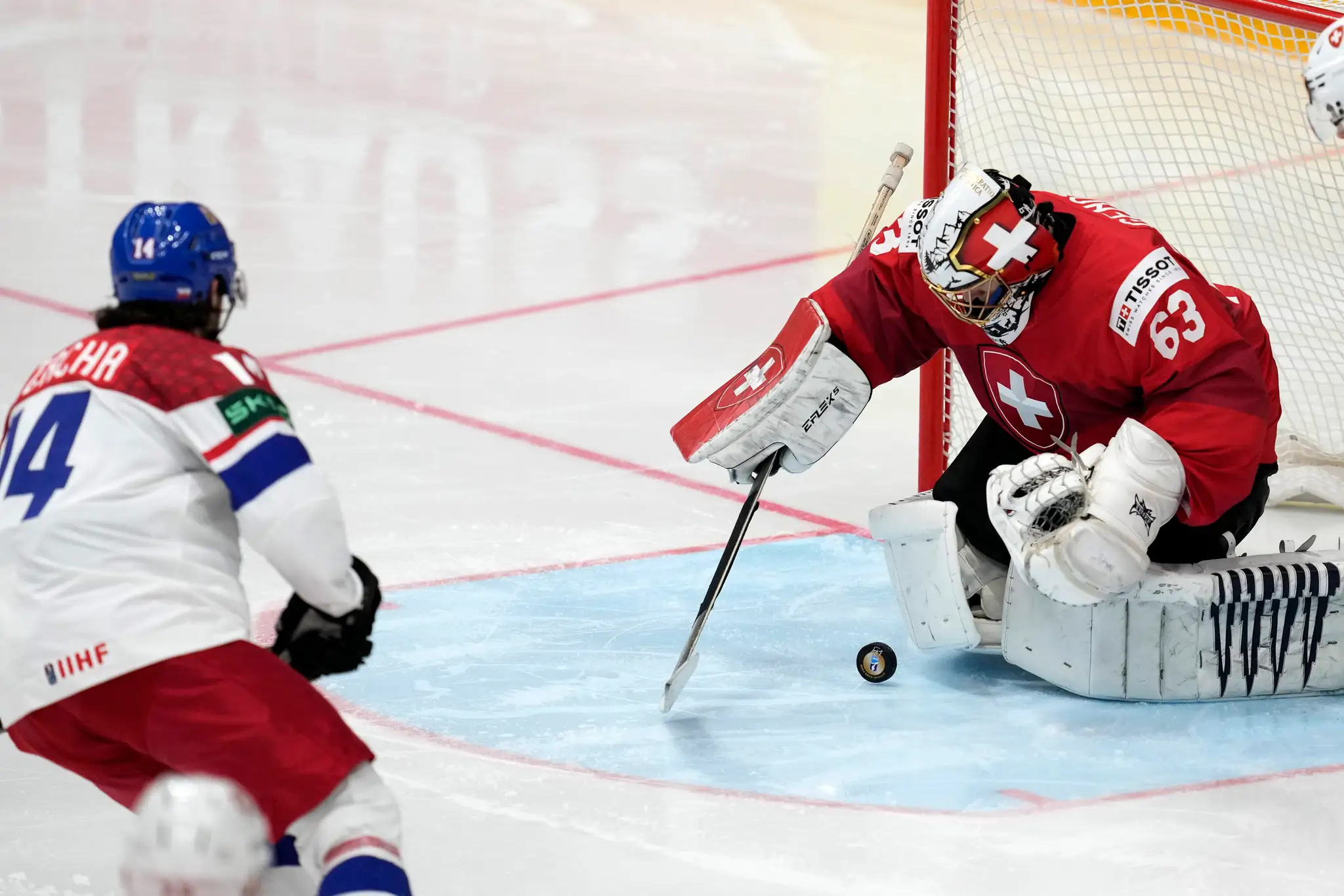 Momentka z finále majstrovstiev sveta v hokeji 2024