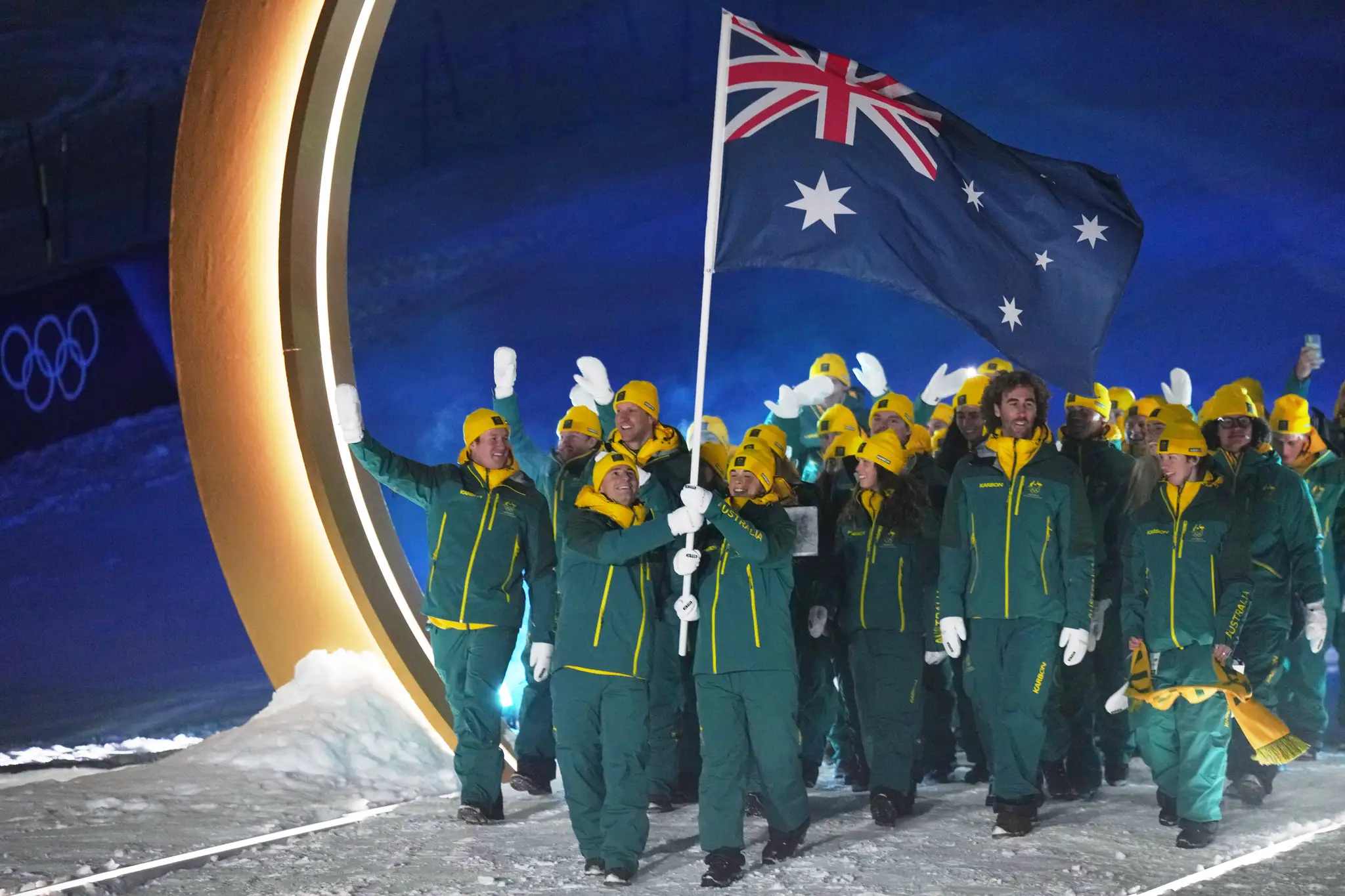 Na snímke austrálski olympionici počas otváracieho ceremoniálu.