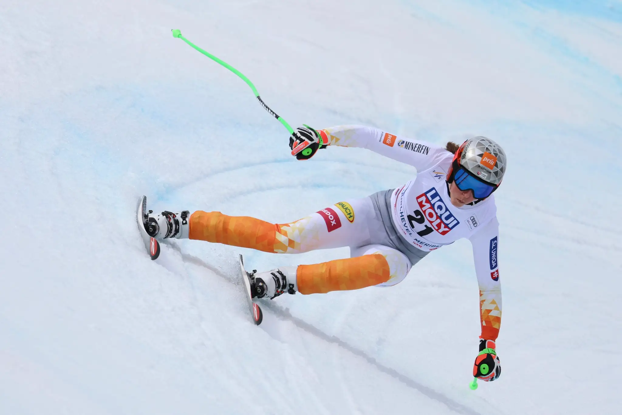 Slovenka Petra Vlhová počas finále super-G Svetového pohára alpských lyžiarok vo francúzskom stredisku Courchevel.