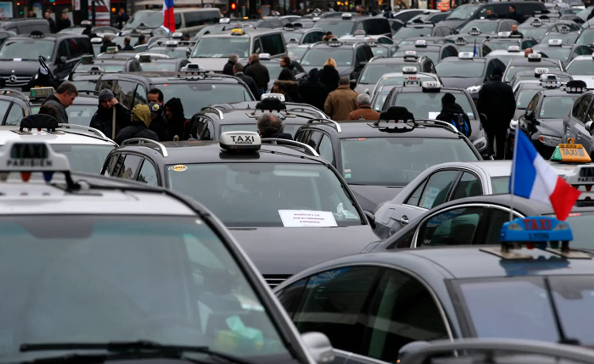 Štrajk taxikárov v Paríži.