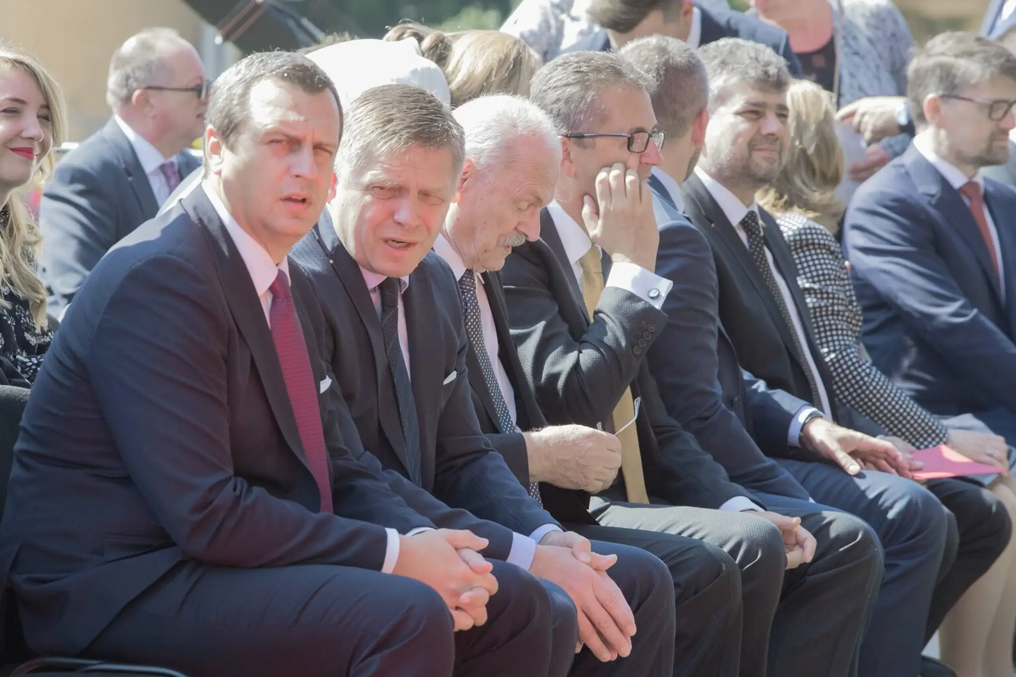 Andrej Danko a Robert Fico na oslavách SNP v Banskej Bystrici.