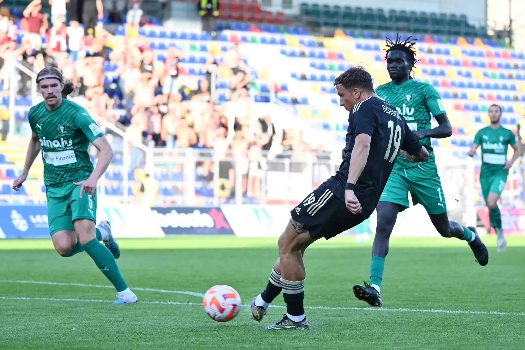 Hráč Spartaka Milan Ristovski počas zápasu 2. predkola Európskej konferenčnej ligy medzi FK Auda a FC Spartak Trnava